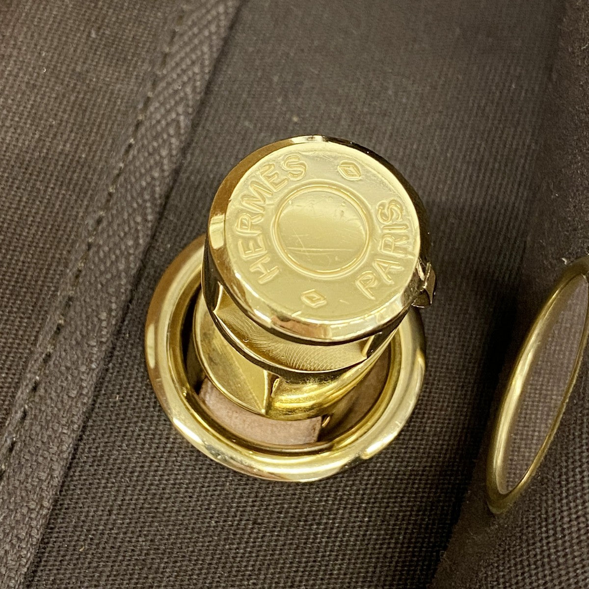 【5hd4160-h】エルメス ハンドバッグ エールバッグMM トワルオフィシエ ブラウン ゴールド金具 □F刻印【中古】レディース