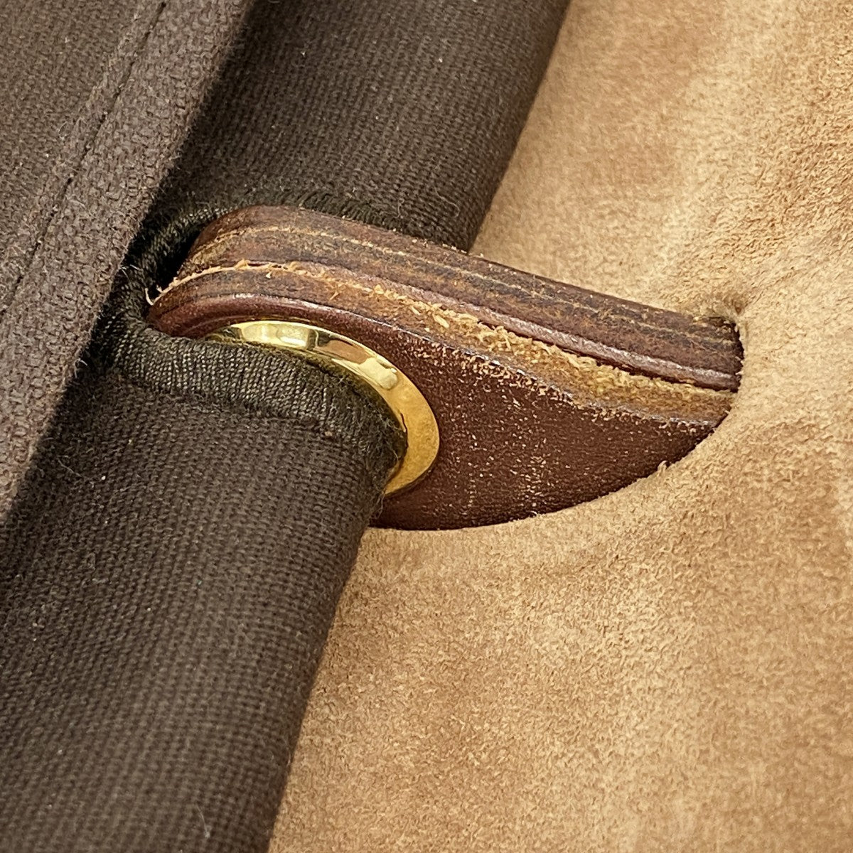 【5hd4160-h】エルメス ハンドバッグ エールバッグMM トワルオフィシエ ブラウン ゴールド金具 □F刻印【中古】レディース