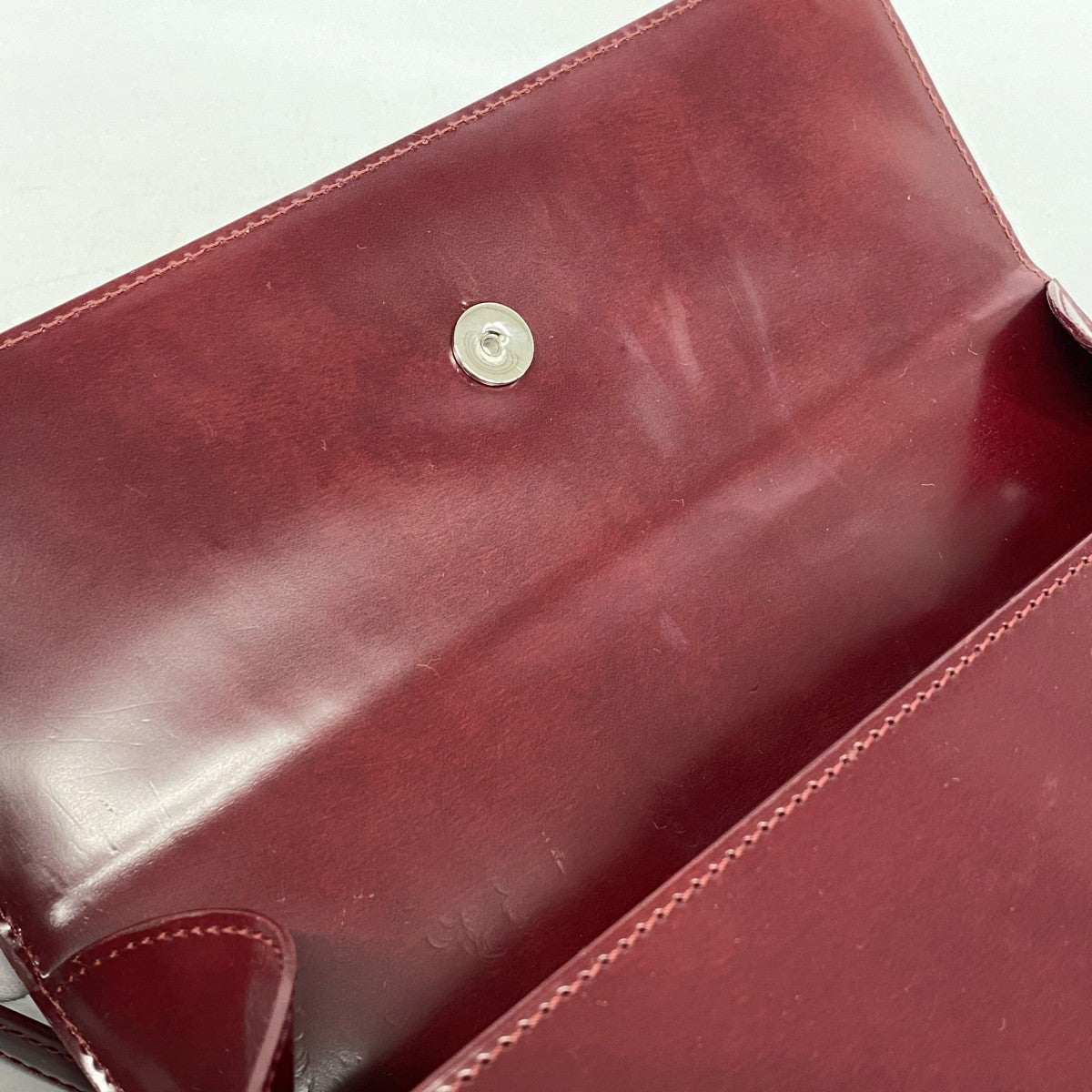 【5hd4162-h】カルティエ ショルダーバッグ パンテール レザー ボルドー シルバー金具【中古】レディース