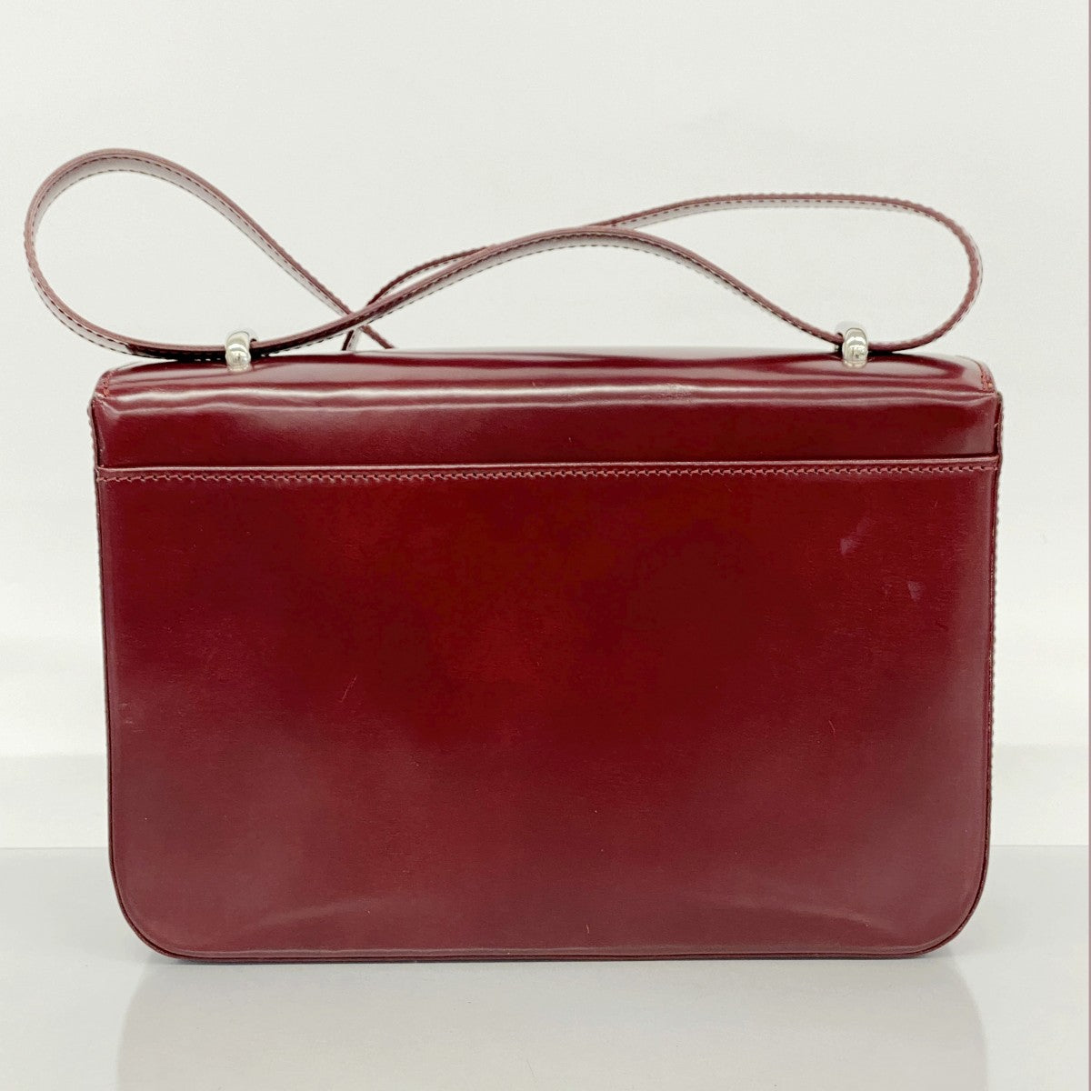 【5hd4162-h】カルティエ ショルダーバッグ パンテール レザー ボルドー シルバー金具【中古】レディース