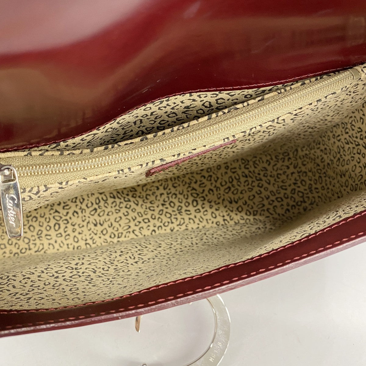 【5hd4162-h】カルティエ ショルダーバッグ パンテール レザー ボルドー シルバー金具【中古】レディース
