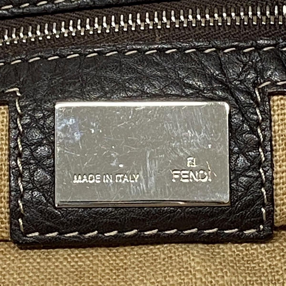 【5hd4163-h】フェンディ ショルダーバッグ ズッカ セレリア ナイロンキャンバス ブラウン シルバー金具【中古】レディース
