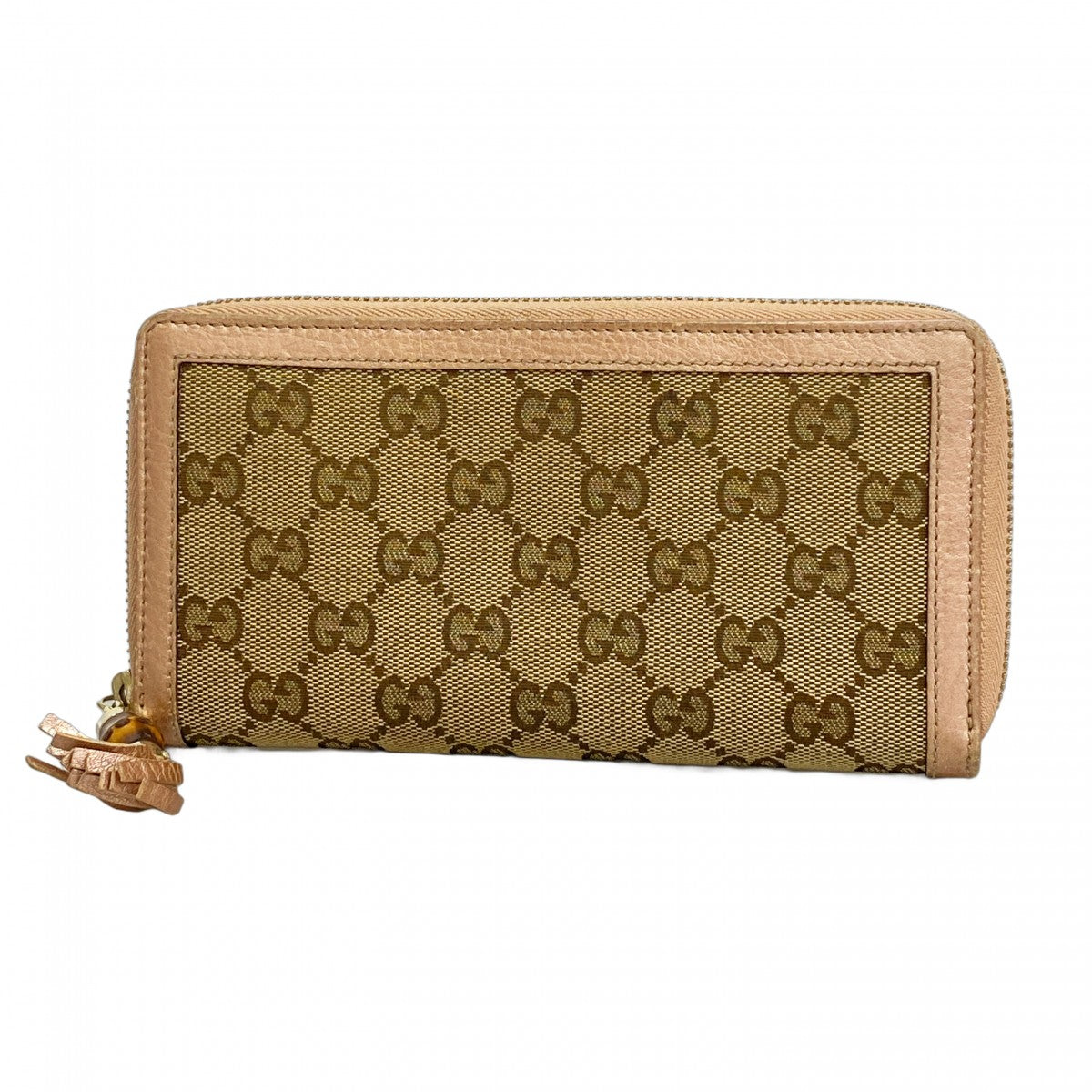 【5hd4251-h】グッチ 長財布 GGキャンバス/ジャッキー 307984 キャンバス ブラウン ピンク シャンパンゴールド金具【中古】レディース