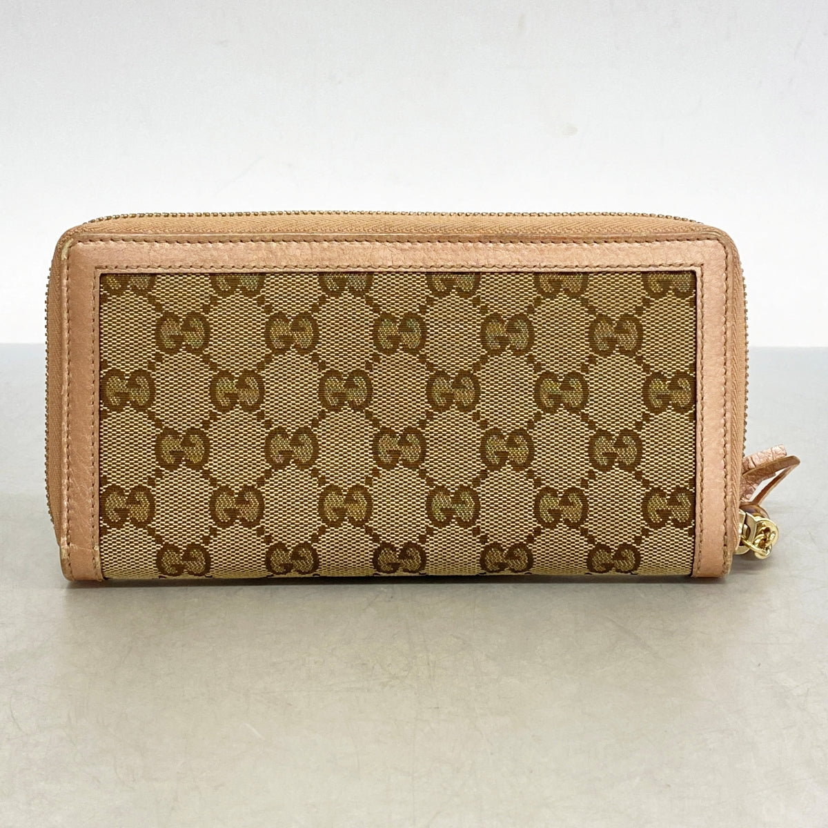 【5hd4251-h】グッチ 長財布 GGキャンバス/ジャッキー 307984 キャンバス ブラウン ピンク シャンパンゴールド金具【中古】レディース