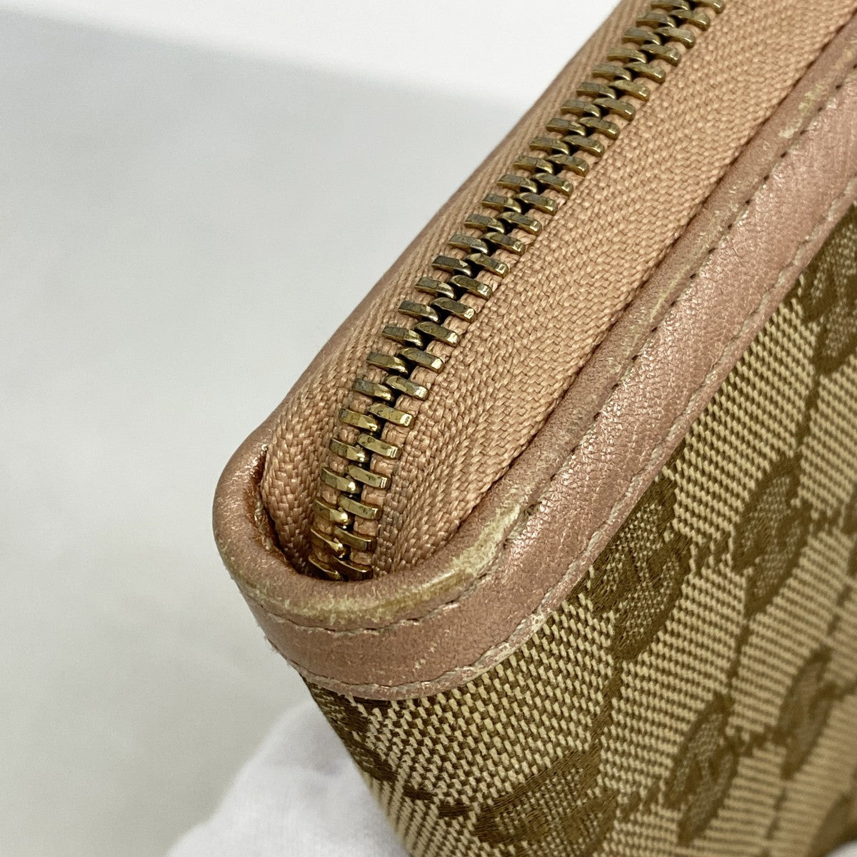 【5hd4251-h】グッチ 長財布 GGキャンバス/ジャッキー 307984 キャンバス ブラウン ピンク シャンパンゴールド金具【中古】レディース