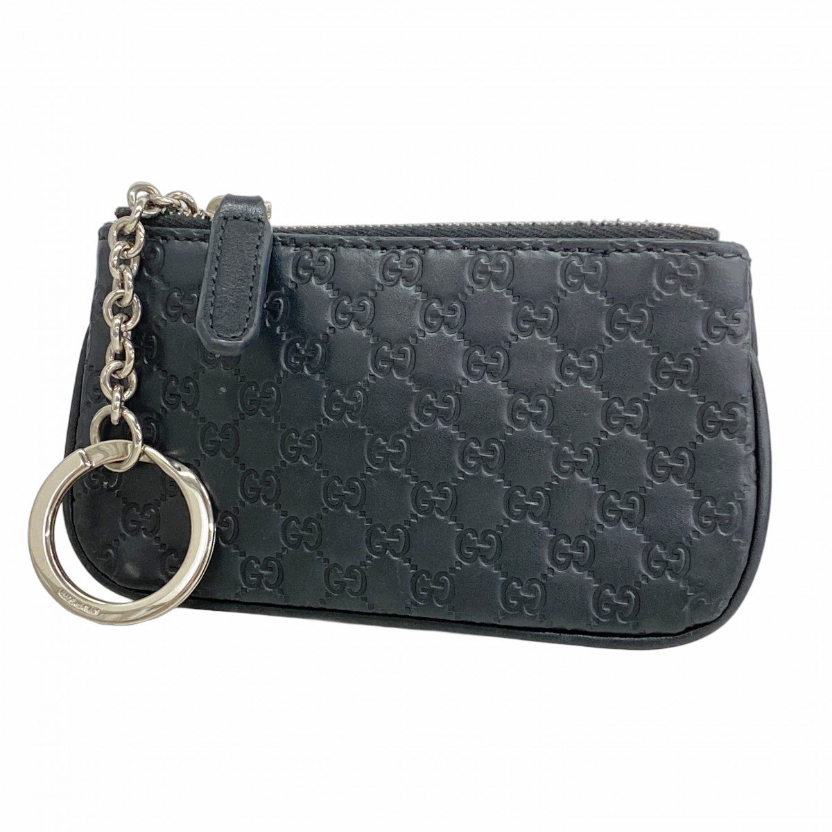 【5hd4313-h】グッチ コインケース マイクログッチシマ 544476 レザー ブラック シルバー金具【中古】レディース