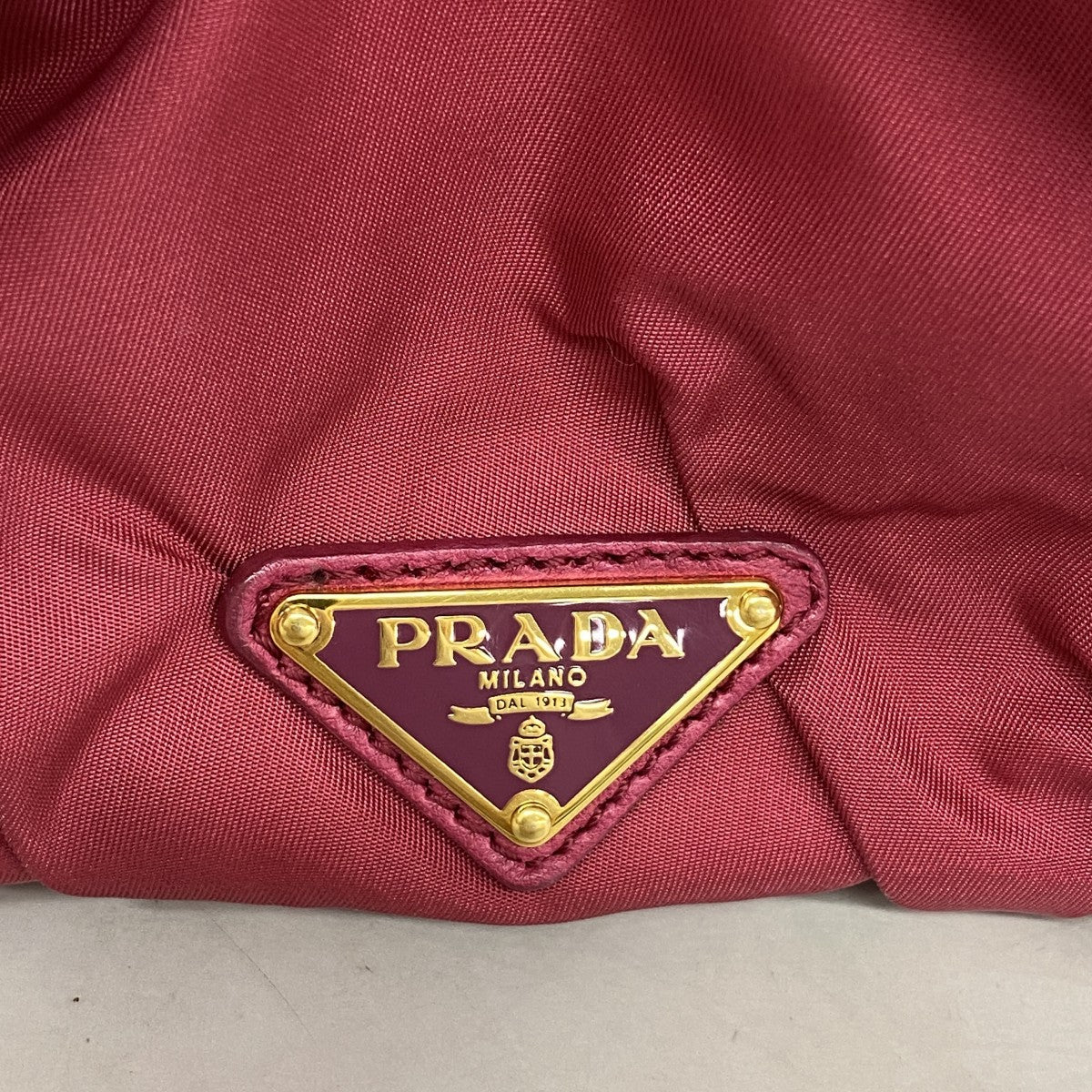 【5hd4331-h】プラダ ハンドバッグ ナイロン レッド ゴールド金具【中古】レディース