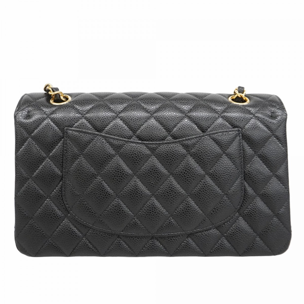 【5hd4342-h】シャネル ショルダーバッグ マトラッセ Wフラップ Wチェーン キャビアスキン ブラック ゴールド金具【中古】レディース
