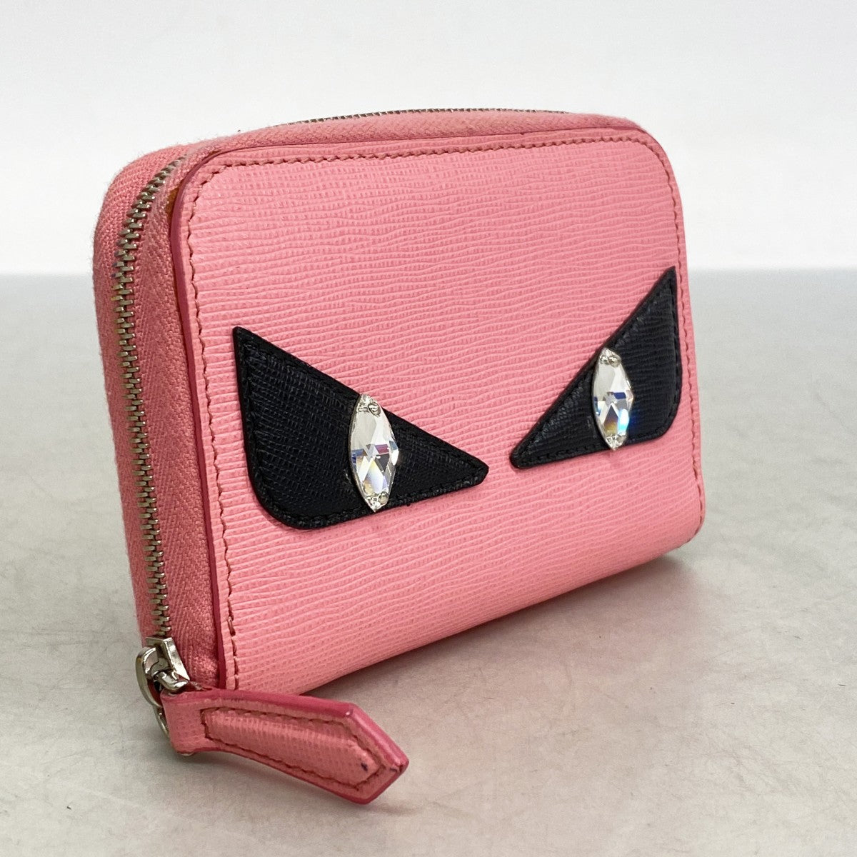 【5hd4353-h】フェンディ コインケース モンスター レザー ピンク シルバー金具【中古】レディース