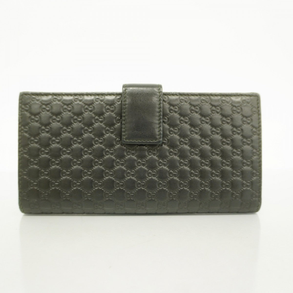【5he4373-h】グッチ 長財布 マイクログッチシマ 449393 レザー ブラック シャンパンゴールド金具【中古】メンズ レディース ユニセックス