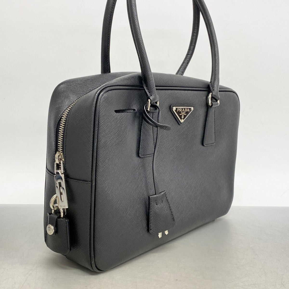 【5he4427-b】プラダ ハンドバッグ サフィアーノ レザー ブラック シルバー金具【中古】レディース