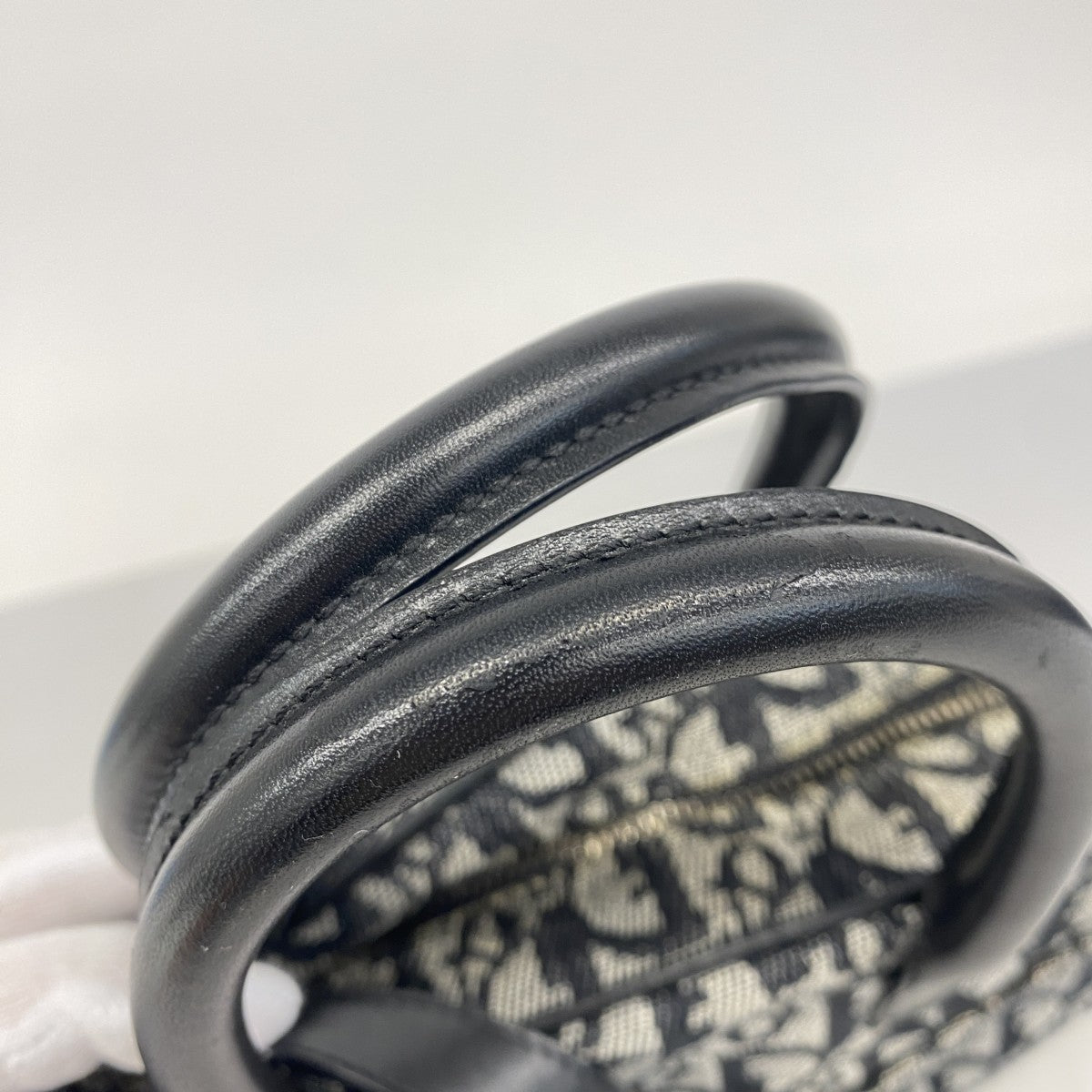 【5he4555】クリスチャンディオール ハンドバッグ トロッター ダブルサドル キャンバス ブラック グレー シルバー金具【中古】レディース