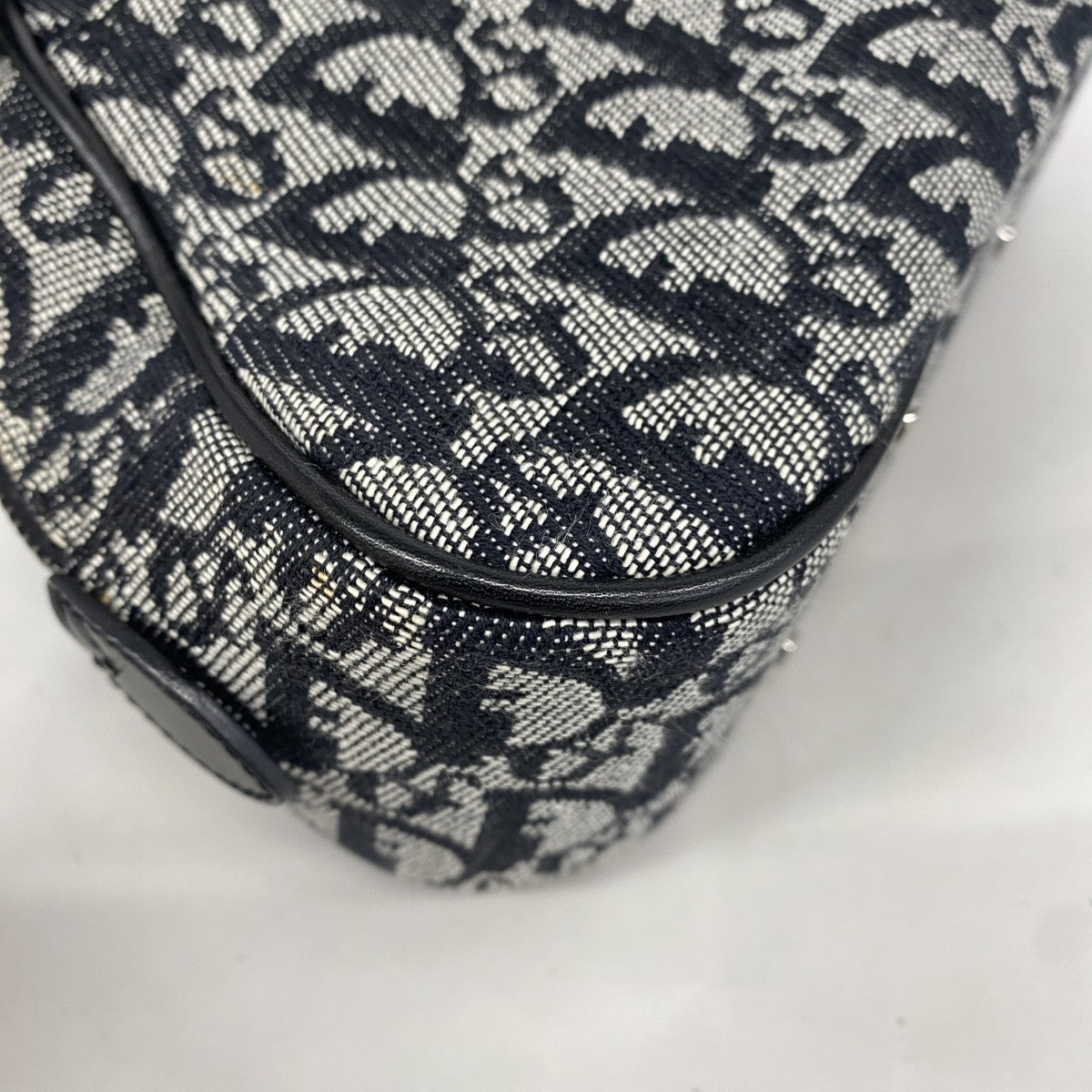 【5he4555】クリスチャンディオール ハンドバッグ トロッター ダブルサドル キャンバス ブラック グレー シルバー金具【中古】レディース