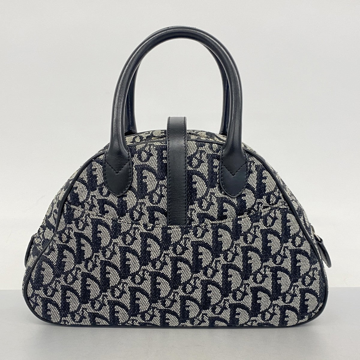【5he4555】クリスチャンディオール ハンドバッグ トロッター ダブルサドル キャンバス ブラック グレー シルバー金具【中古】レディース