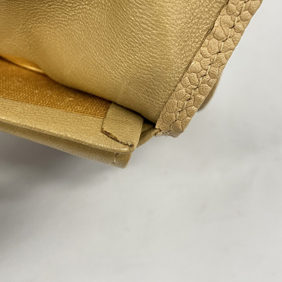 【5he4556】シャネル 財布 ビコローレ キャビアスキン ベージュ ゴールド金具【中古】レディース