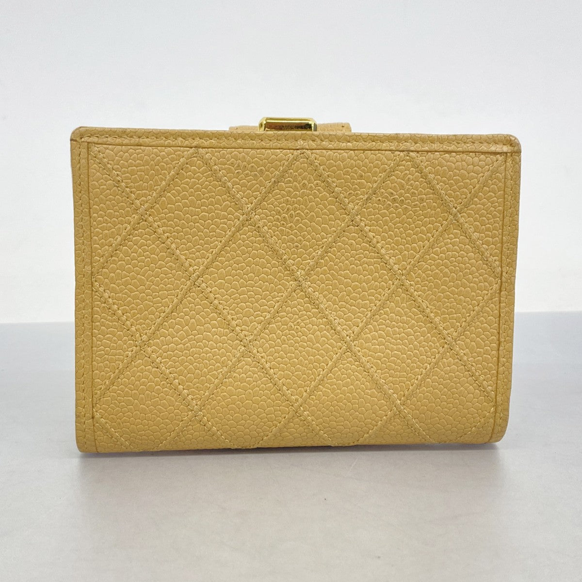【5he4556】シャネル 財布 ビコローレ キャビアスキン ベージュ ゴールド金具【中古】レディース