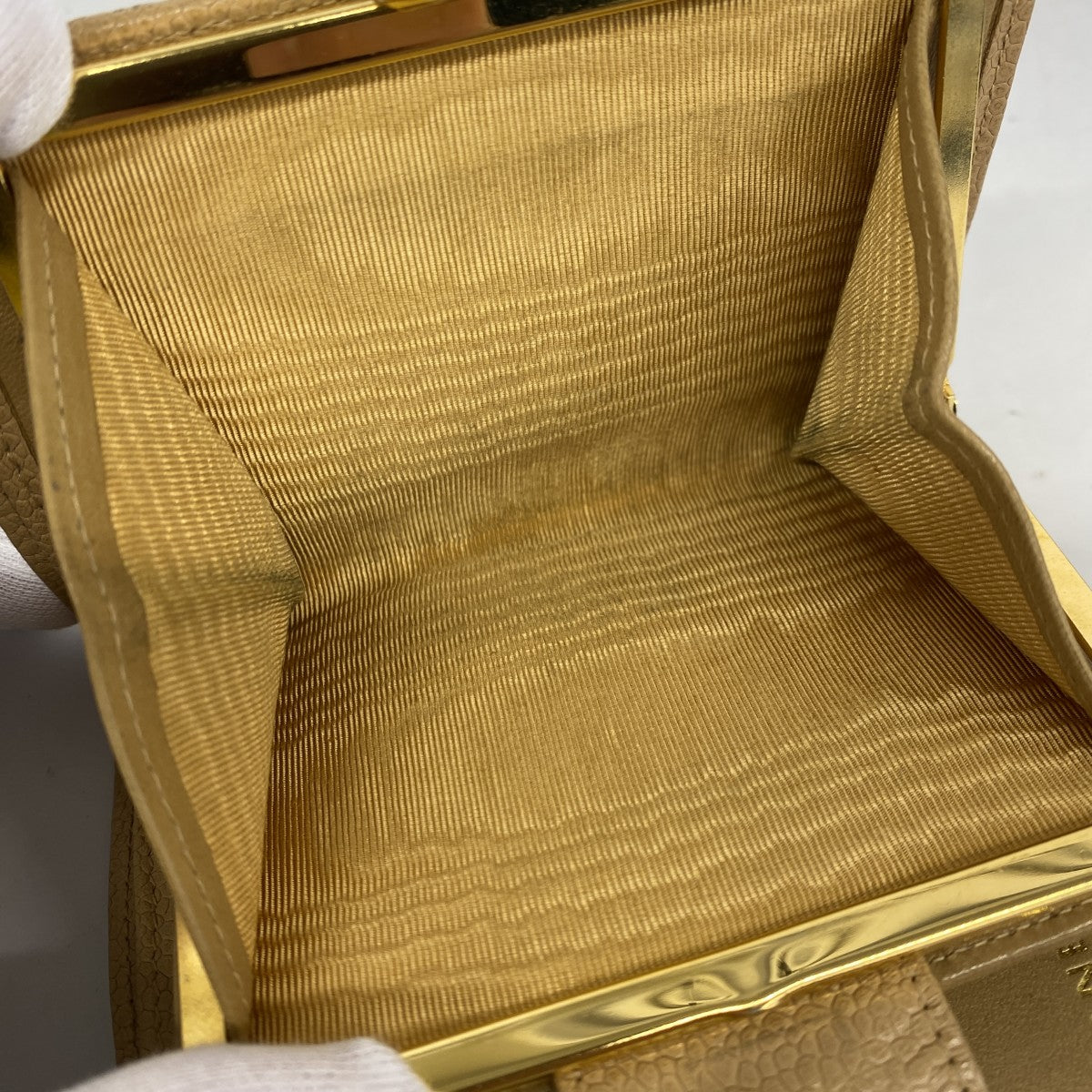 【5he4556】シャネル 財布 ビコローレ キャビアスキン ベージュ ゴールド金具【中古】レディース