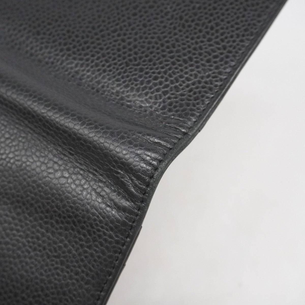 【5he4571】シャネル 長財布 キャビアスキン ブラック シルバー金具【中古】レディース