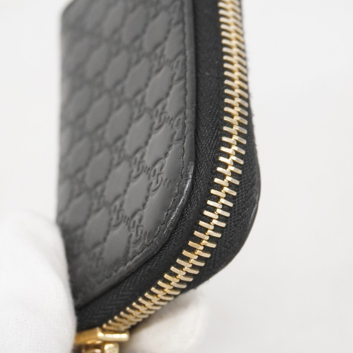 【5he4580】グッチ コインケース マイクログッチシマ 449896 レザー ブラック ゴールド金具【中古】メンズ レディース ユニセックス