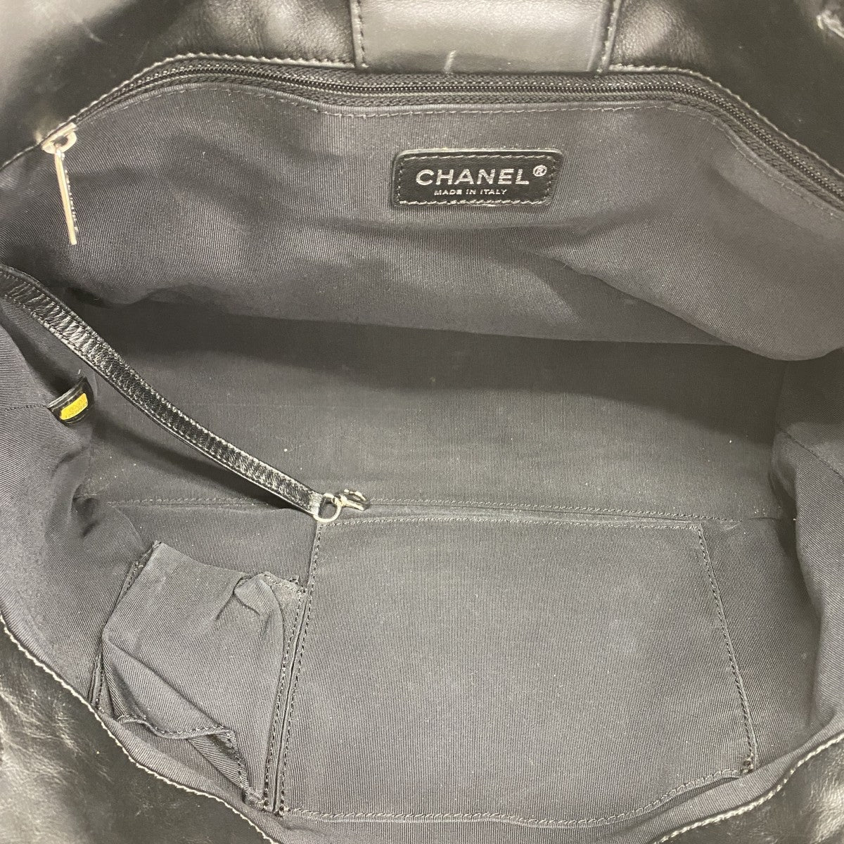 【5he4753-h】シャネル トートバッグ カメリア キャンバス ターコイズブルー ブラック シルバー金具【中古】レディース