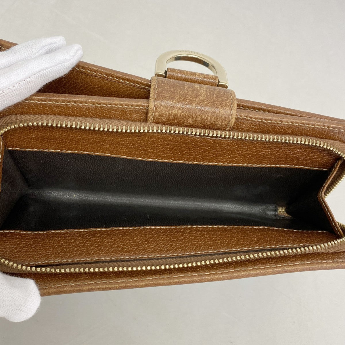 【5he4828-h】グッチ 長財布 インターロッキングG 154256 デニム ブルー ブラウン ゴールド金具【中古】レディース