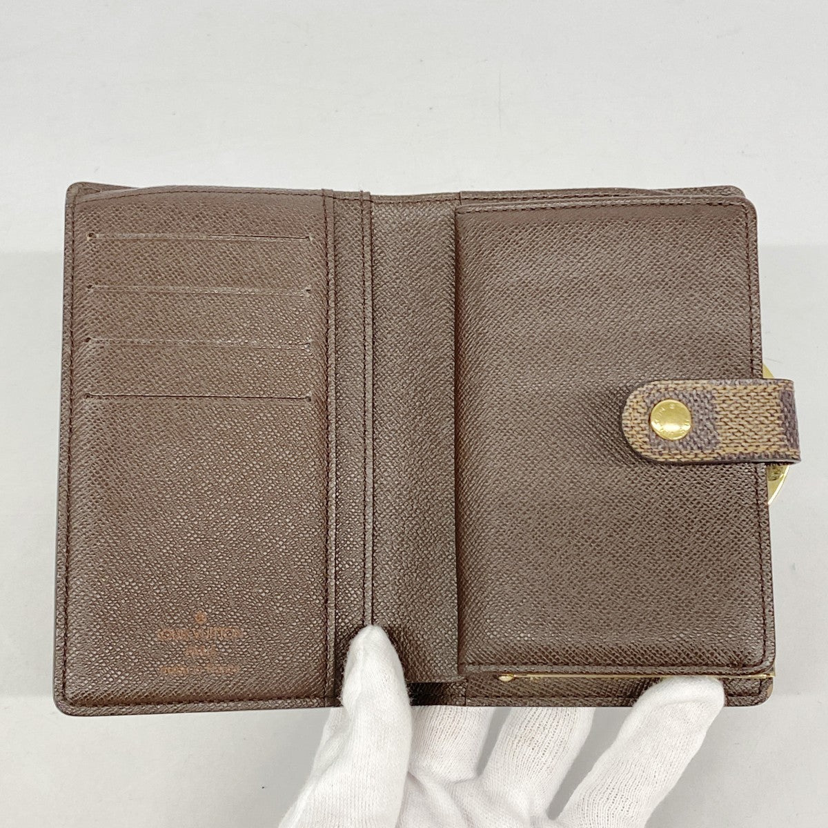 【5he4877-h】ルイヴィトン 財布 ダミエ ポルトモネビエヴィエノワ N61664 エベヌ【中古】レディース