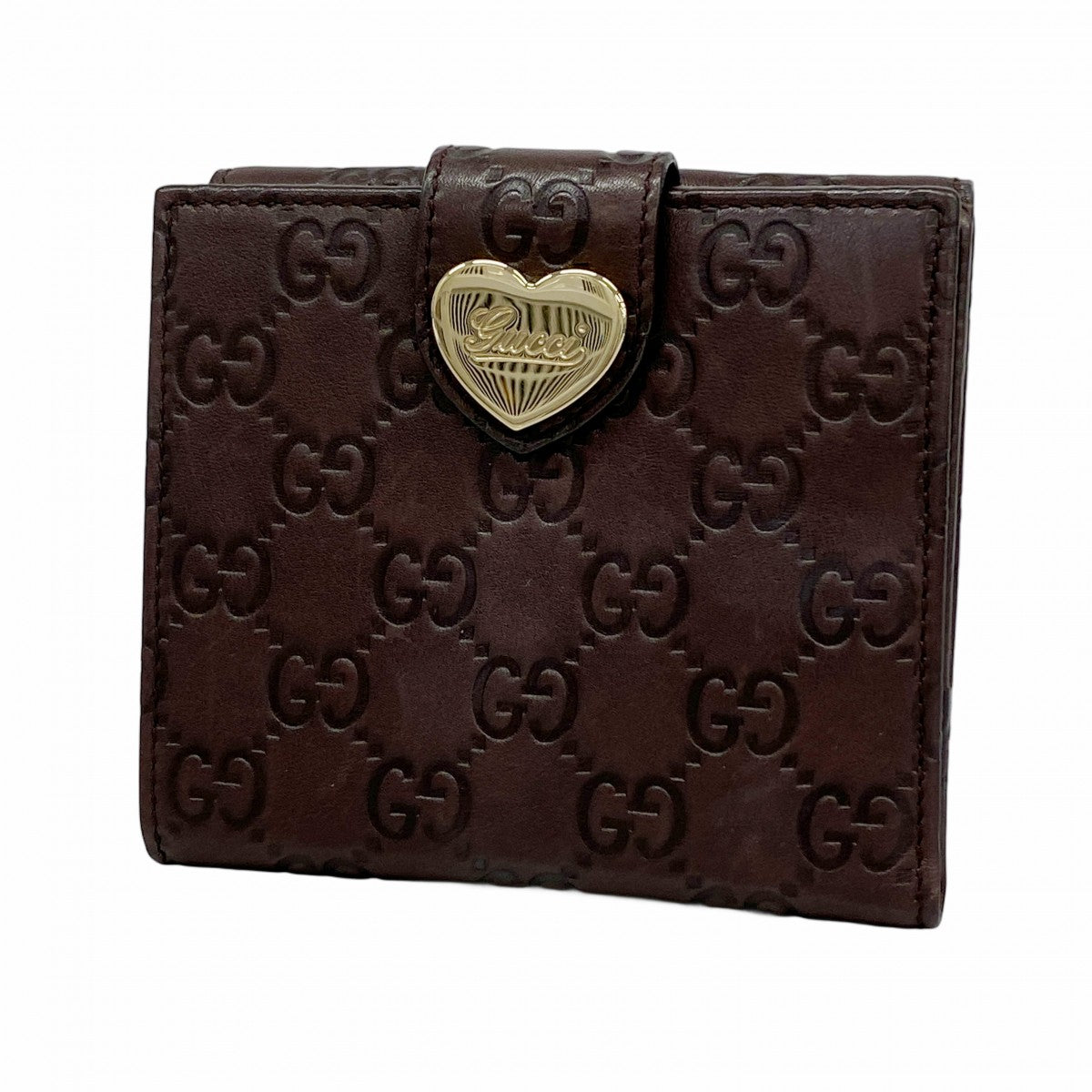 【5he4953-h】グッチ 財布 グッチシマ 203549 レザー ブラウン ゴールド金具【中古】レディース