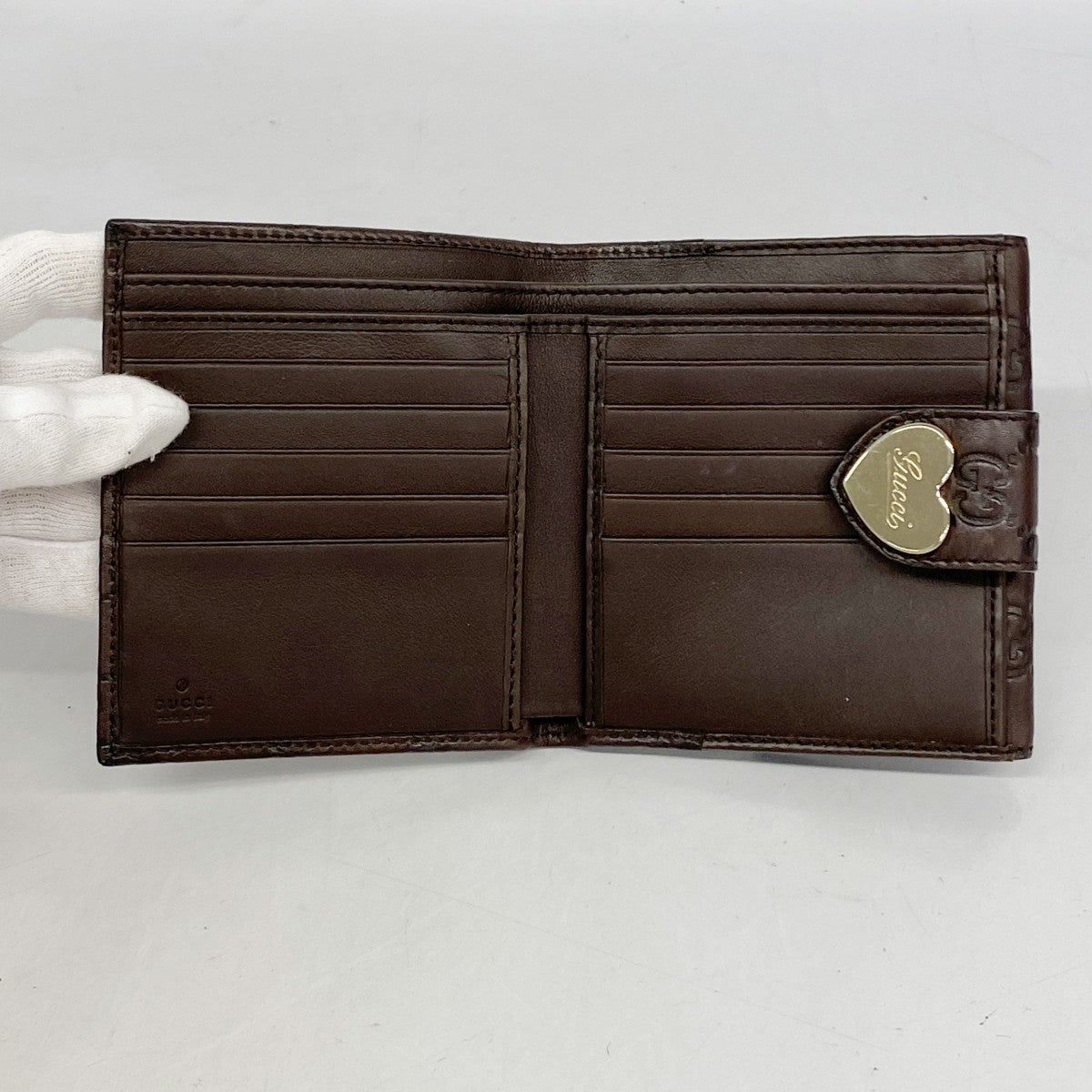 【5he4953-h】グッチ 財布 グッチシマ 203549 レザー ブラウン ゴールド金具【中古】レディース