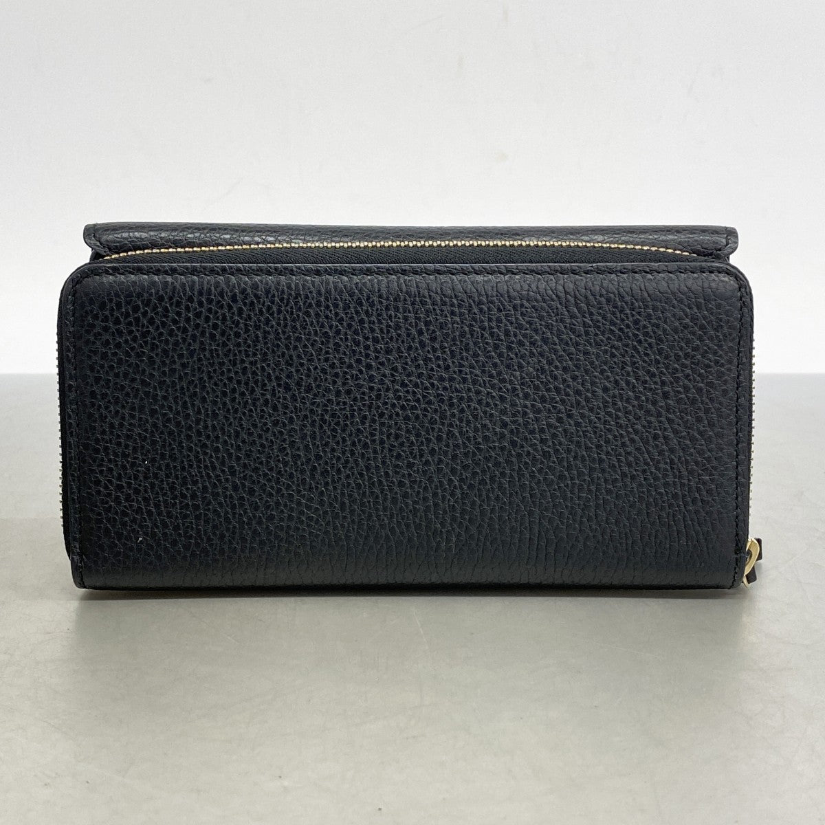 【5he4960-h】グッチ 長財布 インターロッキングG 449397 レザー ブラック シャンパンゴールド金具【中古】メンズ