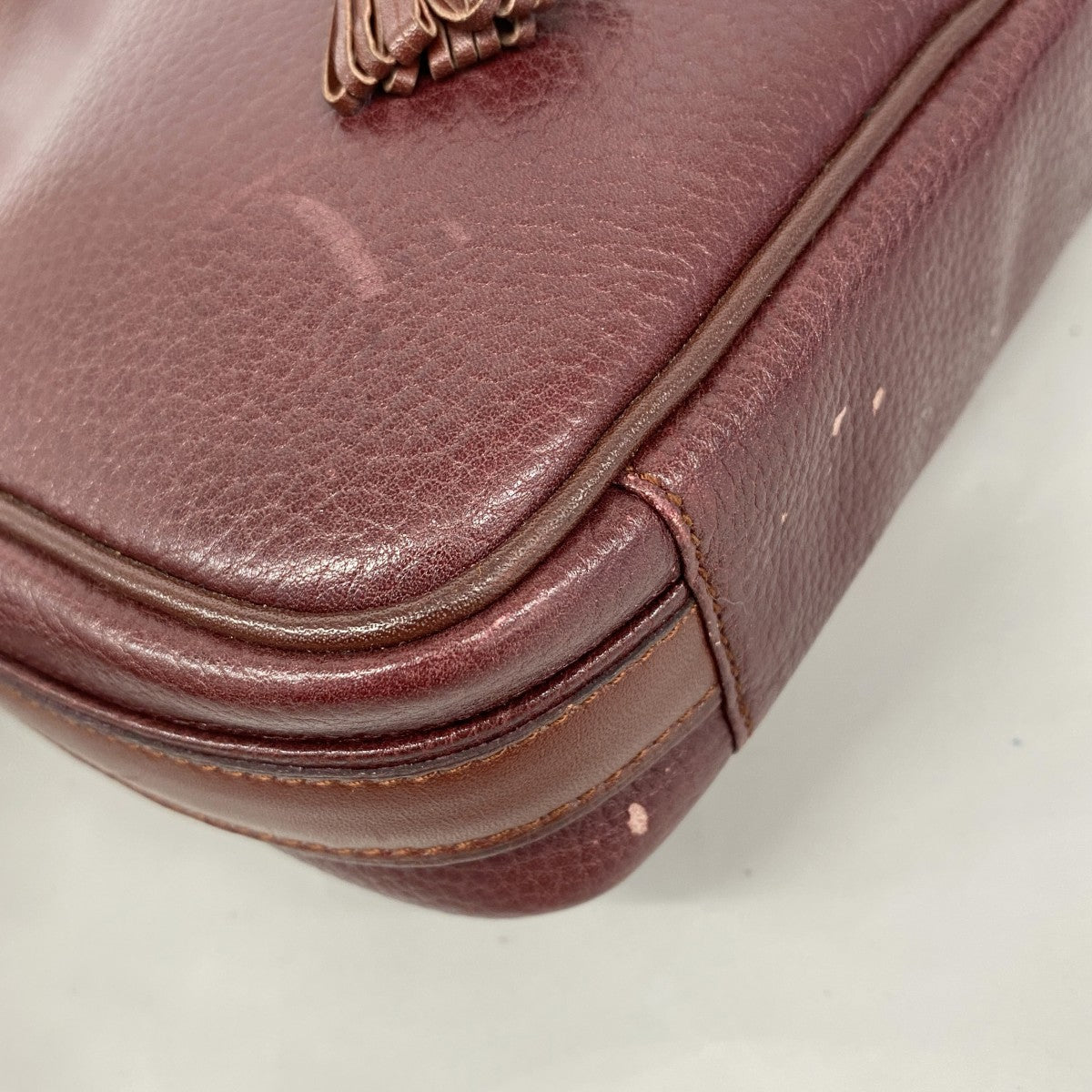 【5he4969-h】カルティエ ショルダーバッグ マスト トリニティ レザー ボルドー ゴールド/シルバー金具【中古】レディース