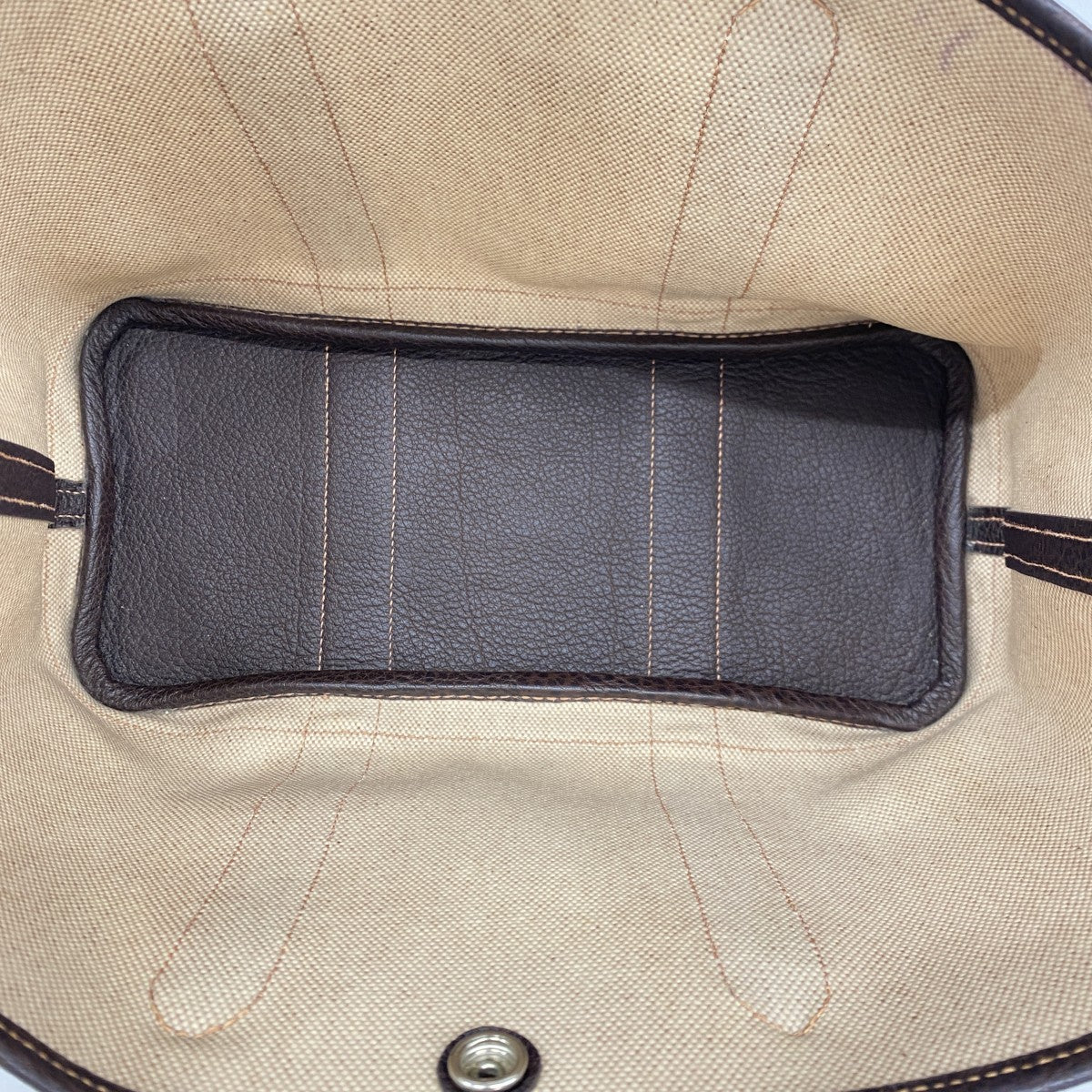 【5he5005-h】エルメス トートバッグ ガーデンパーティTPM トワルアッシュ ブラウン シルバー金具 □I刻印【中古】レディース