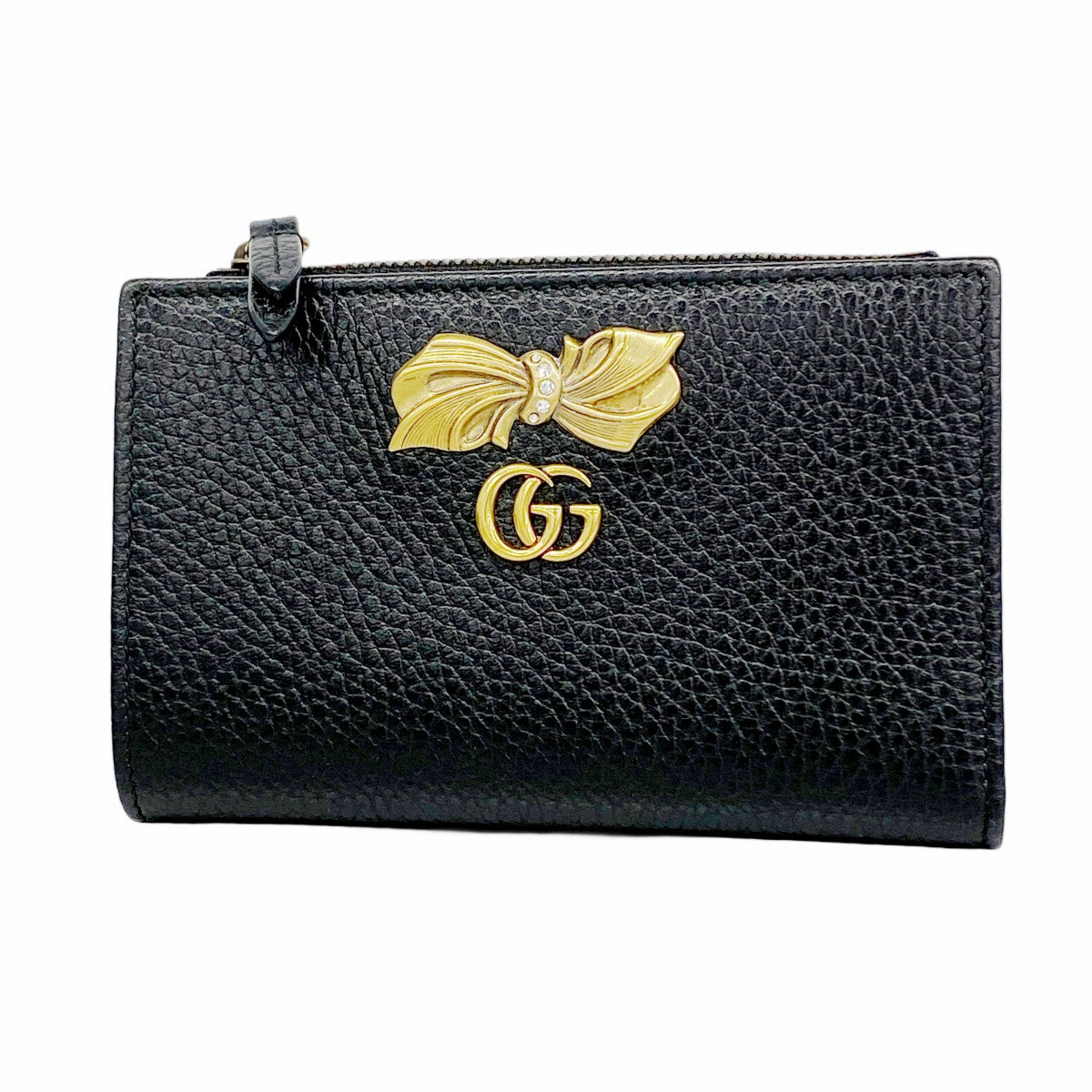【5he5030-h】グッチ 財布 GGマーモント 524300 レザー ブラック ゴールド金具【中古】レディース