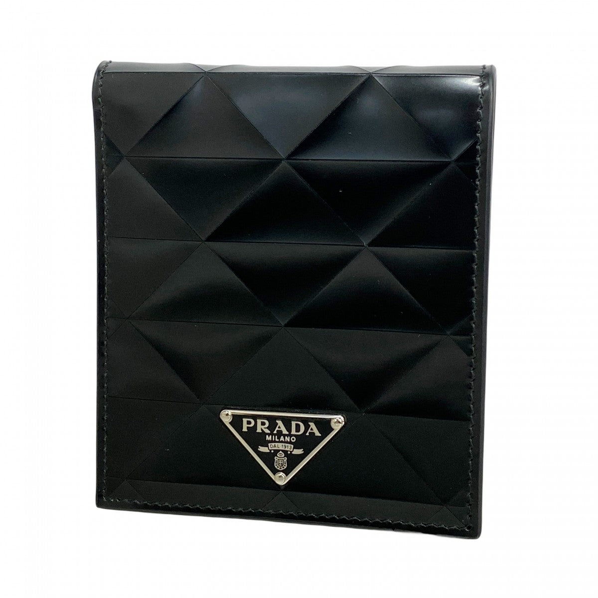 【5he5033-h】プラダ 財布 レザー ブラック シルバー金具【中古】メンズ