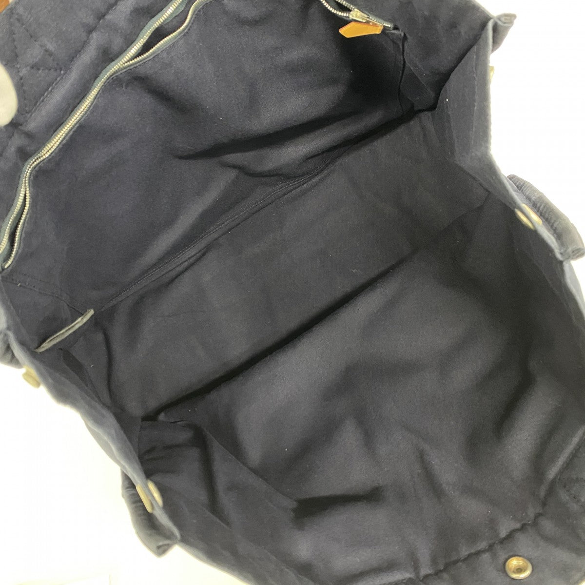 【5he5078-h】エルメス トートバッグ フールトゥGM キャンバス ネイビー シルバー金具【中古】メンズ レディース ユニセックス