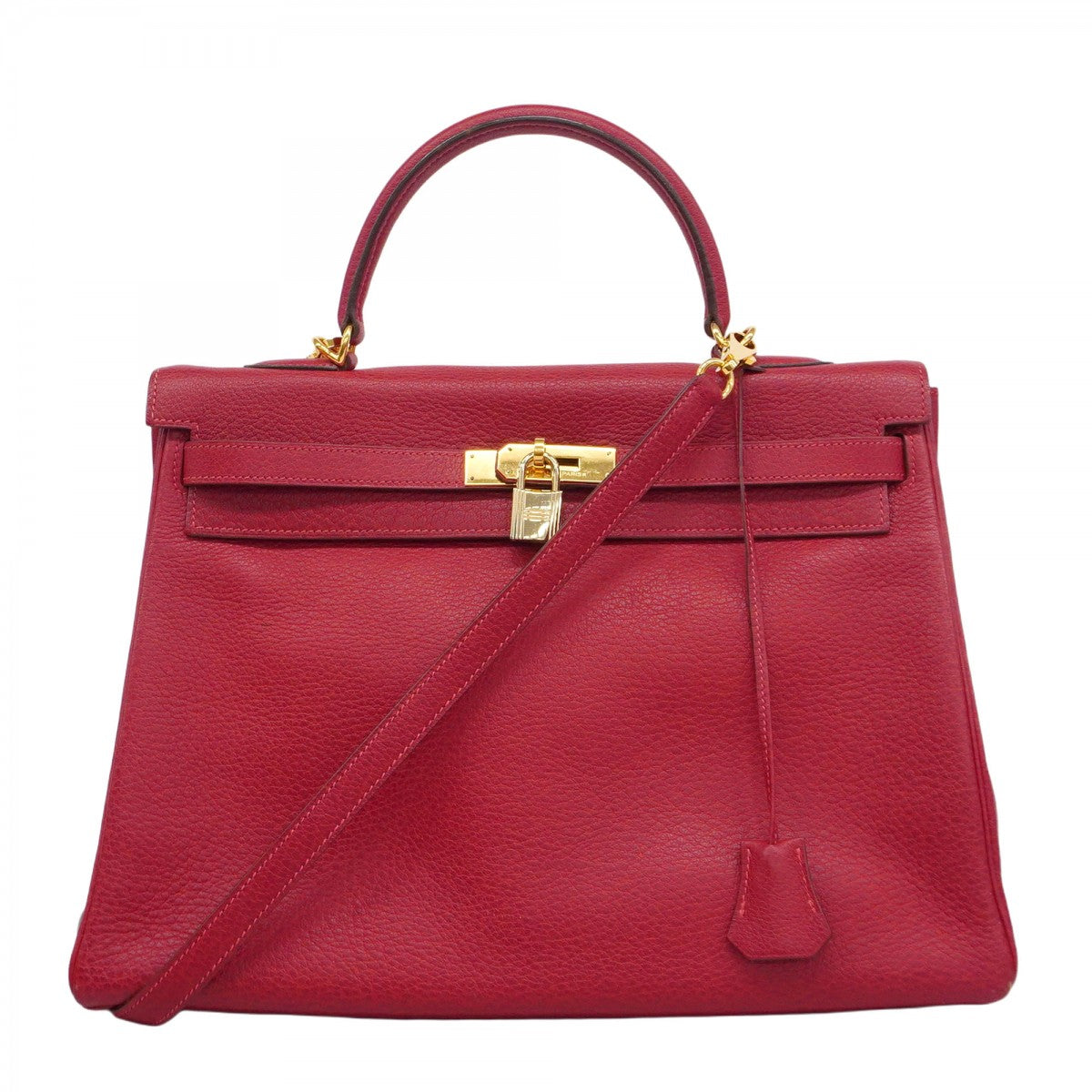 【5he5087-h】エルメス ハンドバッグ ケリー35 トゴ ルージュヴィフ ゴールド金具 □I刻印【中古】レディース