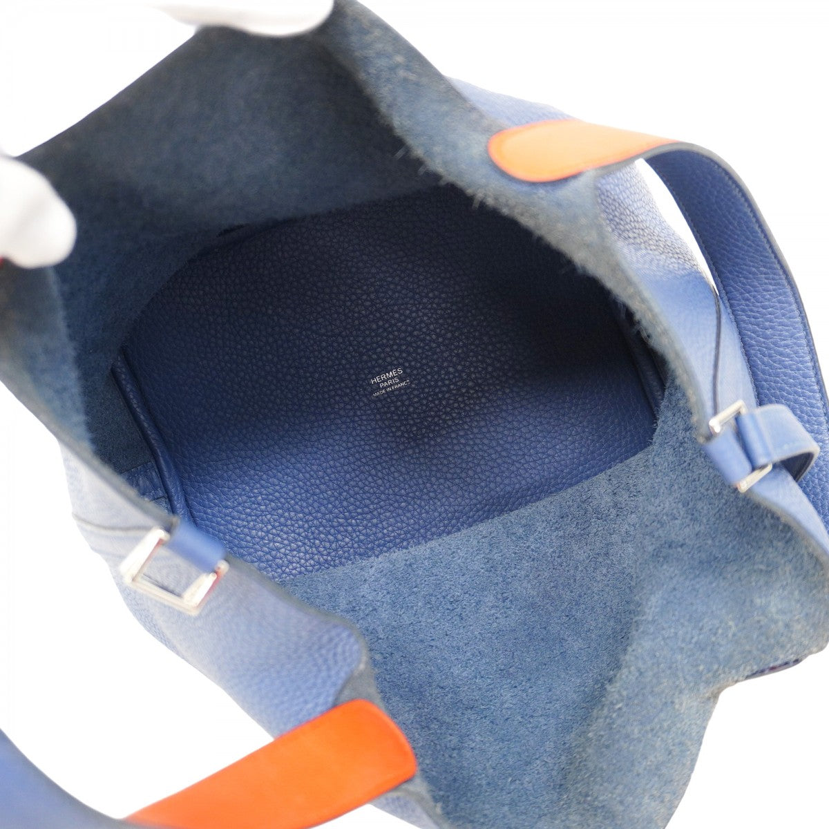 【5he5126-h】エルメス ハンドバッグ ピコタンロックMMエクラ トリヨンクレマンス ブルーブライトン カプシーヌ シルバー金具 C刻印【中古】レディース