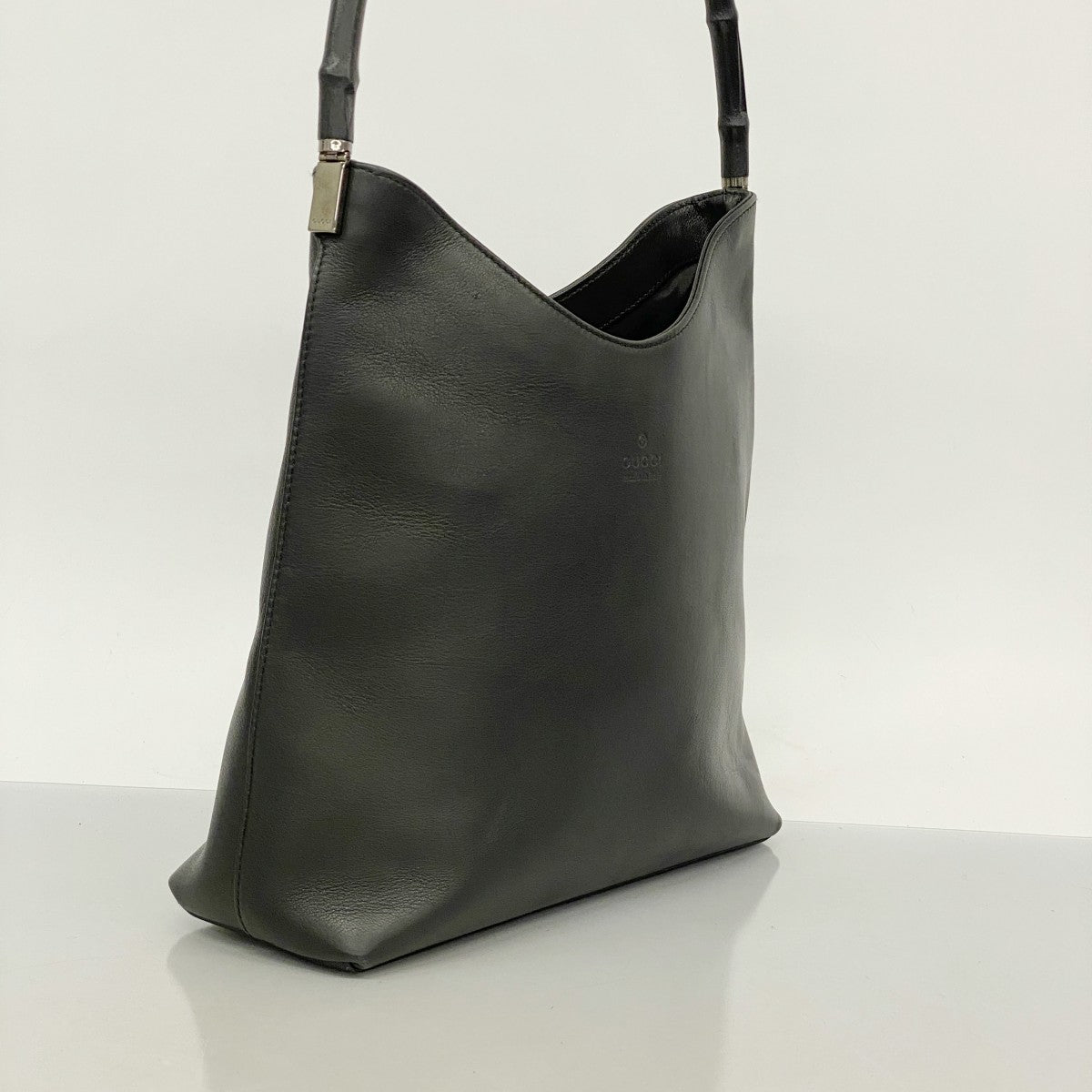 【5he5143-h】グッチ ハンドバッグ バンブー 001 3244 レザー ブラック シルバー金具【中古】レディース