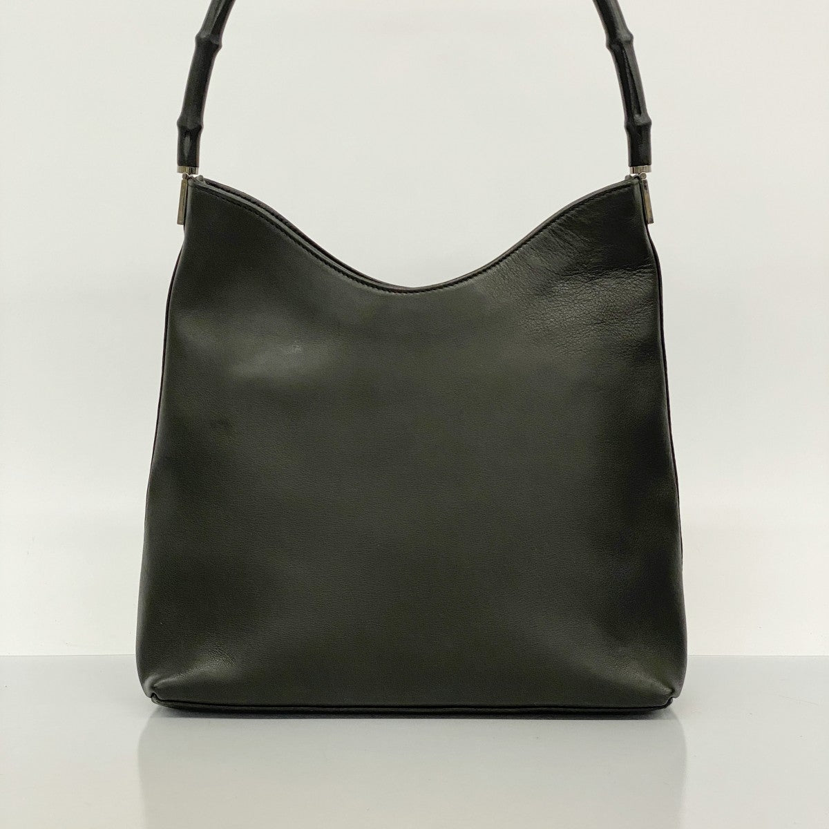 【5he5143-h】グッチ ハンドバッグ バンブー 001 3244 レザー ブラック シルバー金具【中古】レディース