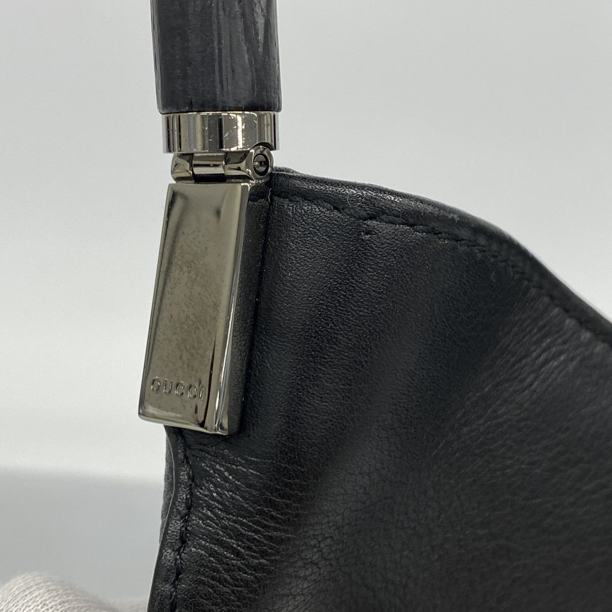 【5he5143-h】グッチ ハンドバッグ バンブー 001 3244 レザー ブラック シルバー金具【中古】レディース