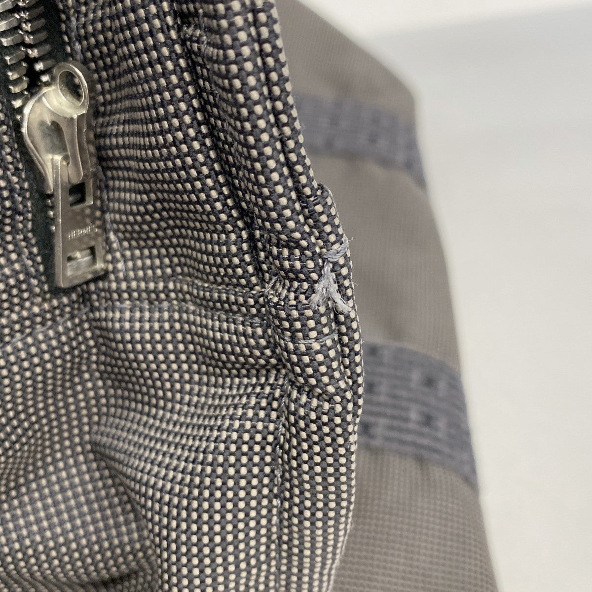 【5he5204-h】エルメス トートバッグ エールラインMM キャンバス グレー シルバー金具【中古】レディース