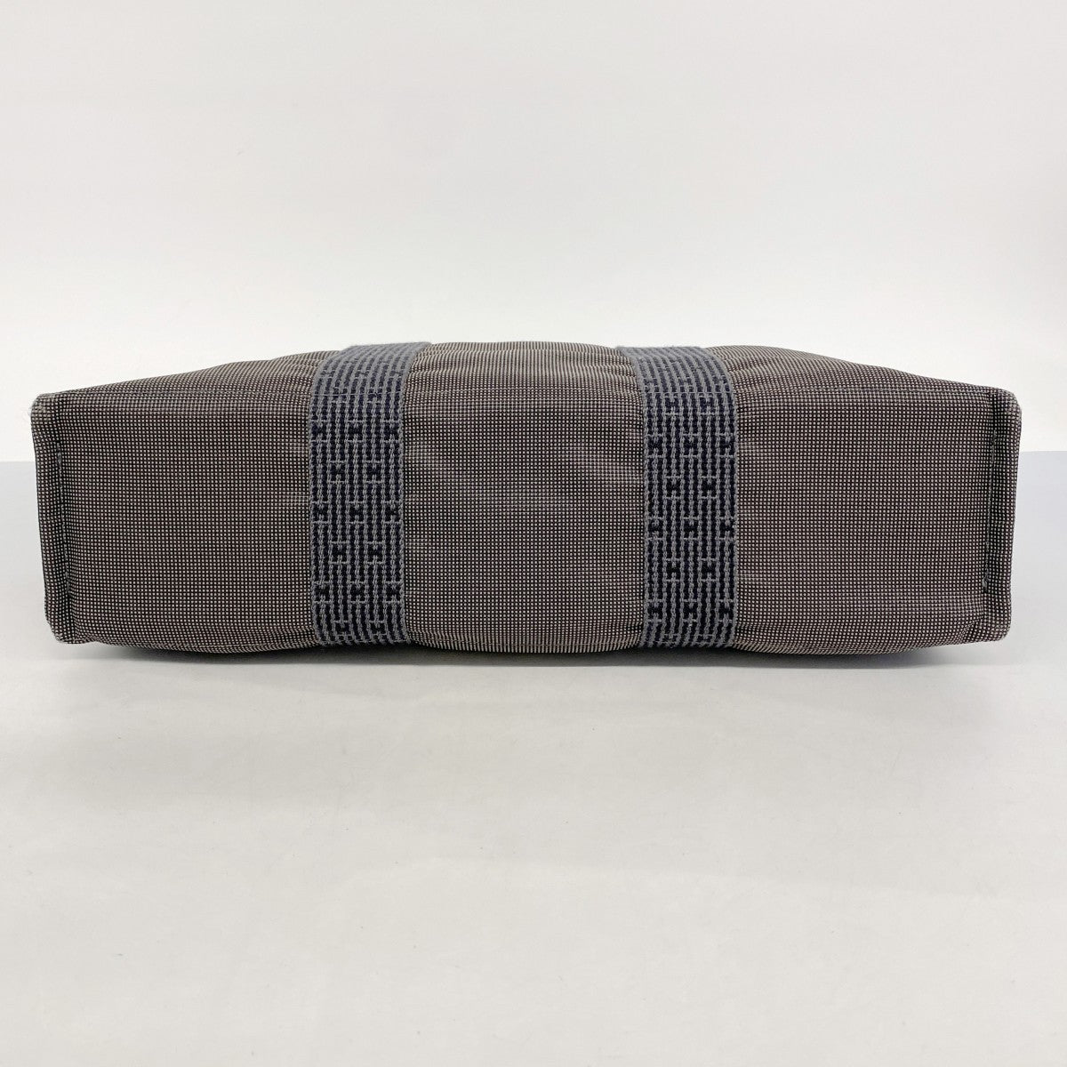 【5he5204-h】エルメス トートバッグ エールラインMM キャンバス グレー シルバー金具【中古】レディース