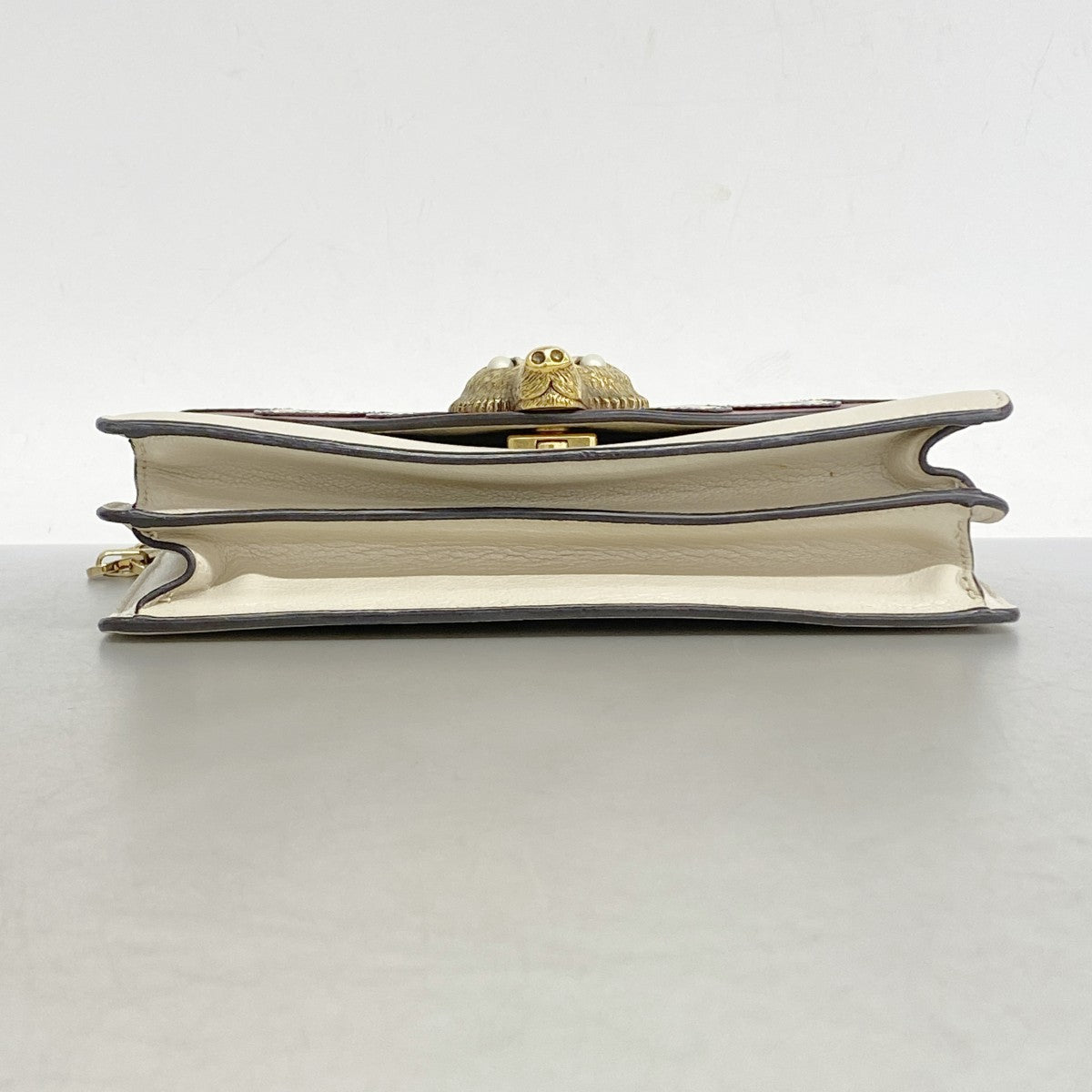 【5he5215-h】グッチ ショルダーバッグ 466433 レザー パイソン ベージュ ゴールド金具【中古】レディース
