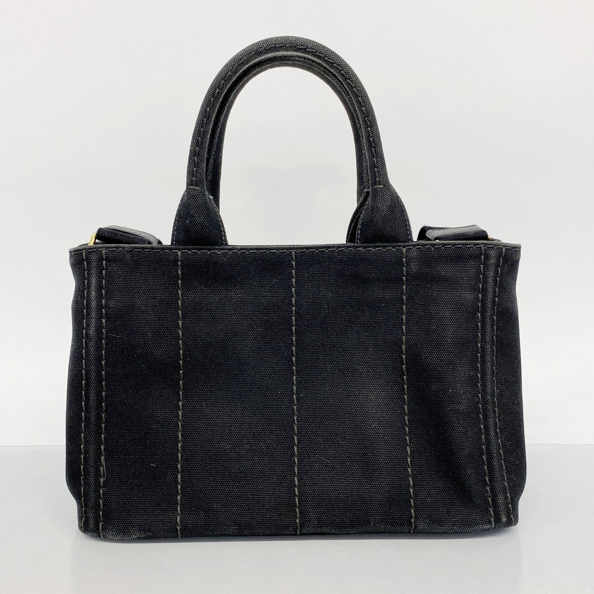 【5he5252-h】プラダ ハンドバッグ カナパ キャンバス ブラック ゴールド金具【中古】レディース
