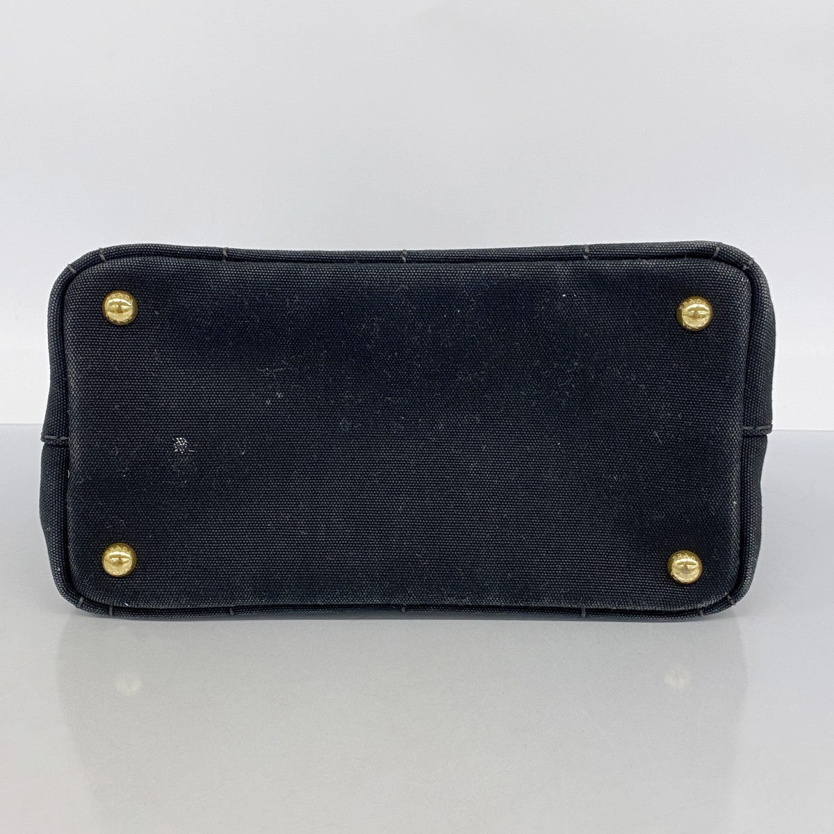 【5he5252-h】プラダ ハンドバッグ カナパ キャンバス ブラック ゴールド金具【中古】レディース