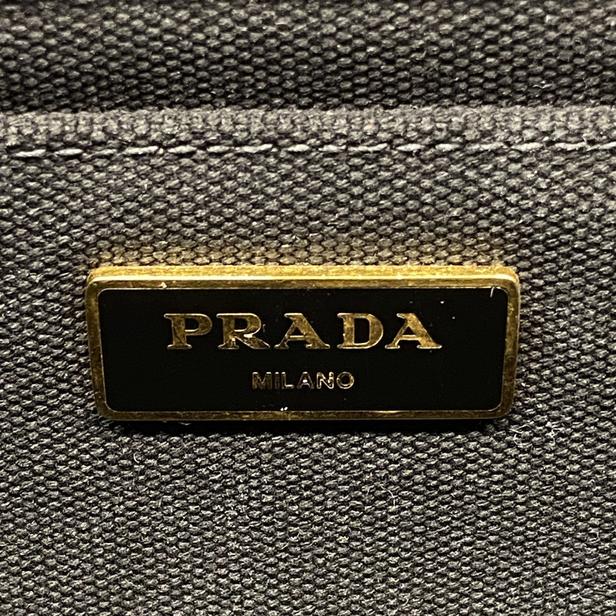 【5he5252-h】プラダ ハンドバッグ カナパ キャンバス ブラック ゴールド金具【中古】レディース