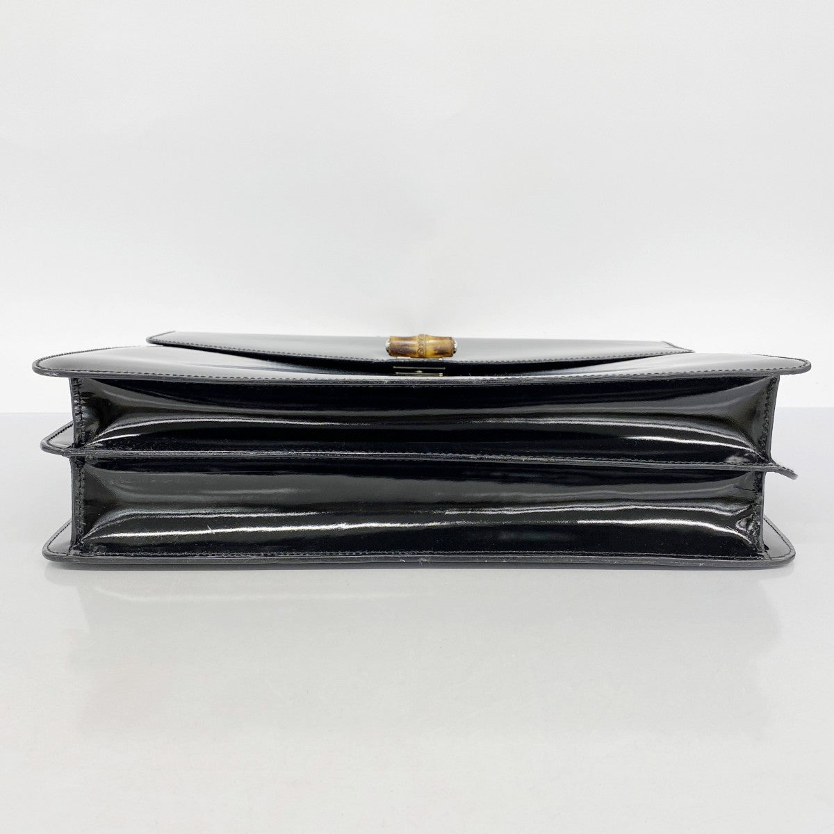 【5he5255-h】グッチ ブリーフケース バンブー 015 1046 3304 エナメル ブラック シルバー金具【中古】メンズ