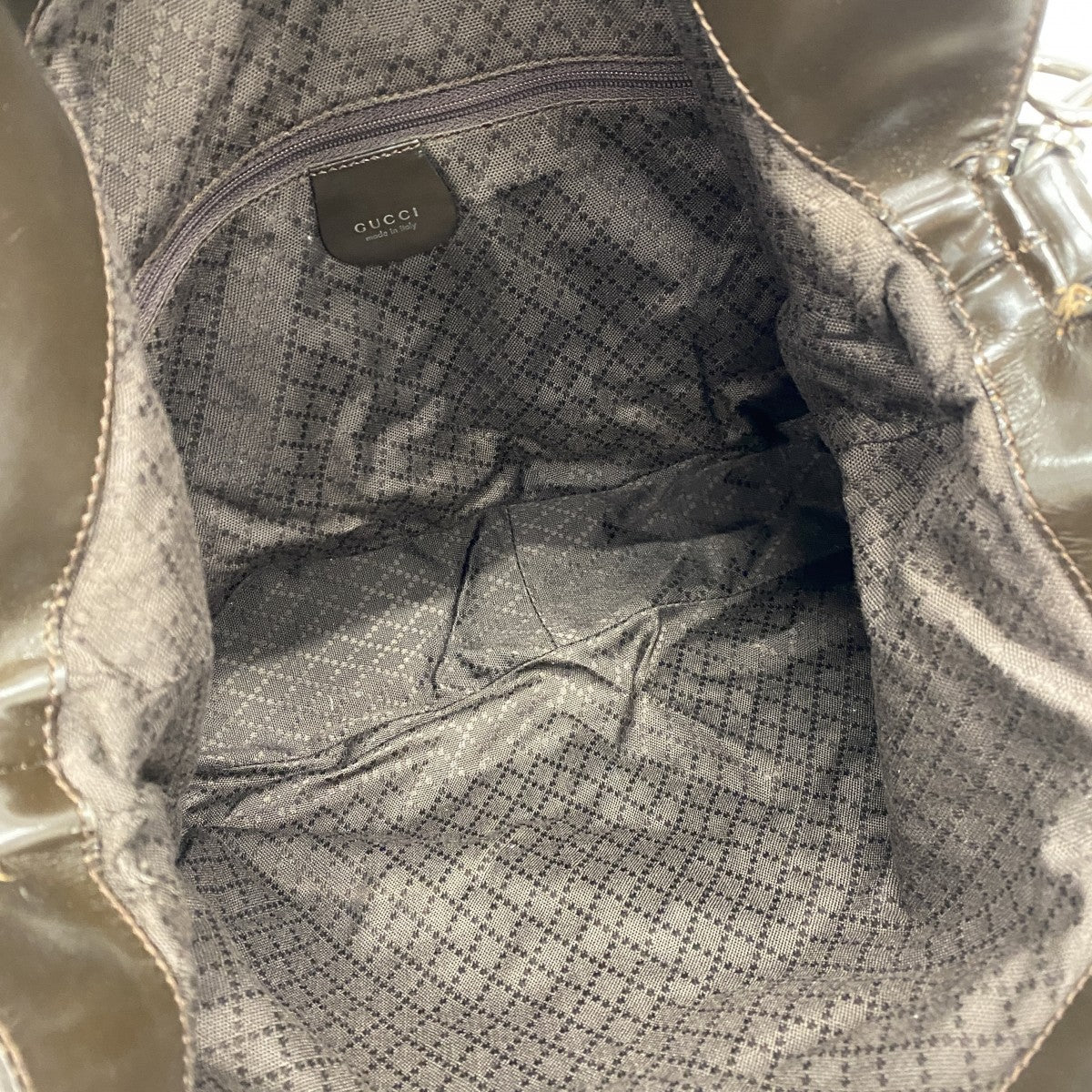 【5he5272-h】グッチ ハンドバッグ バンブー 001 2058 1577 5 ナイロン ブラウン シルバー金具【中古】レディース