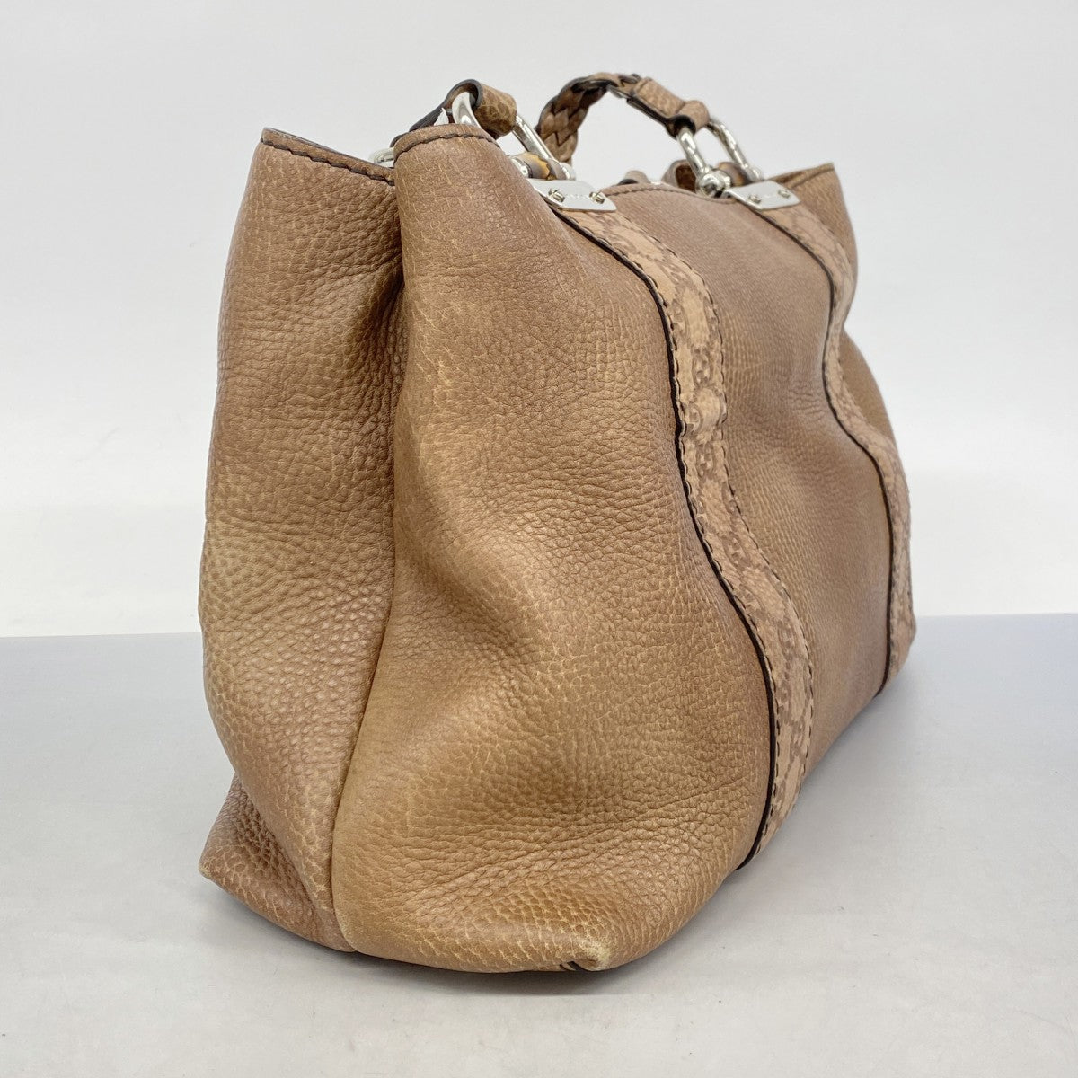 【5he5281-h】グッチ トートバッグ バンブー グッチシマ 232947 レザー ブラウン シルバー金具【中古】レディース