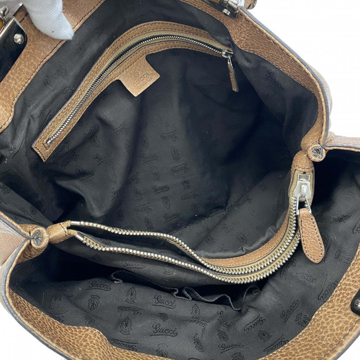 【5he5281-h】グッチ トートバッグ バンブー グッチシマ 232947 レザー ブラウン シルバー金具【中古】レディース