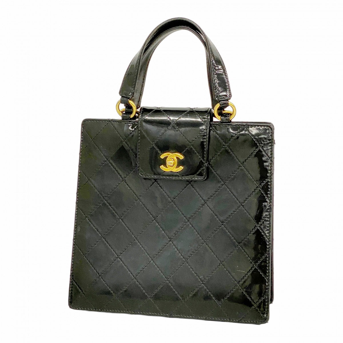 【5he5299-h】シャネル ハンドバッグ マトラッセ パテントレザー ブラウン ゴールド金具【中古】レディース